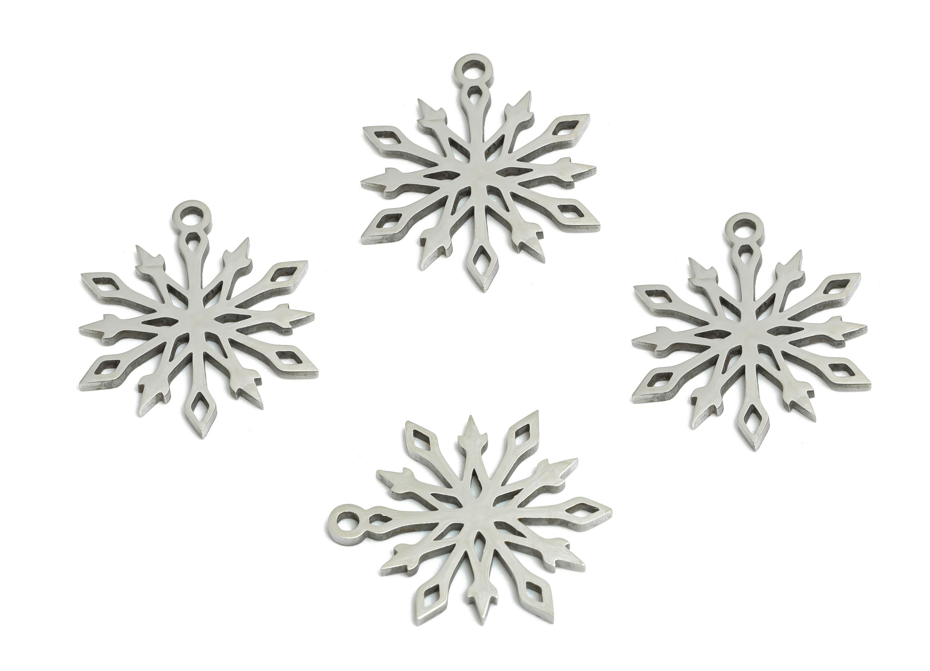 Steel Snowflake Charms - DIY Craft Snowflake Component - Winter Holiday Jewelry Charms - Steel Jewelry Finding - 15x15x0.98mm - SS2423 - DOMEDBAZAAR