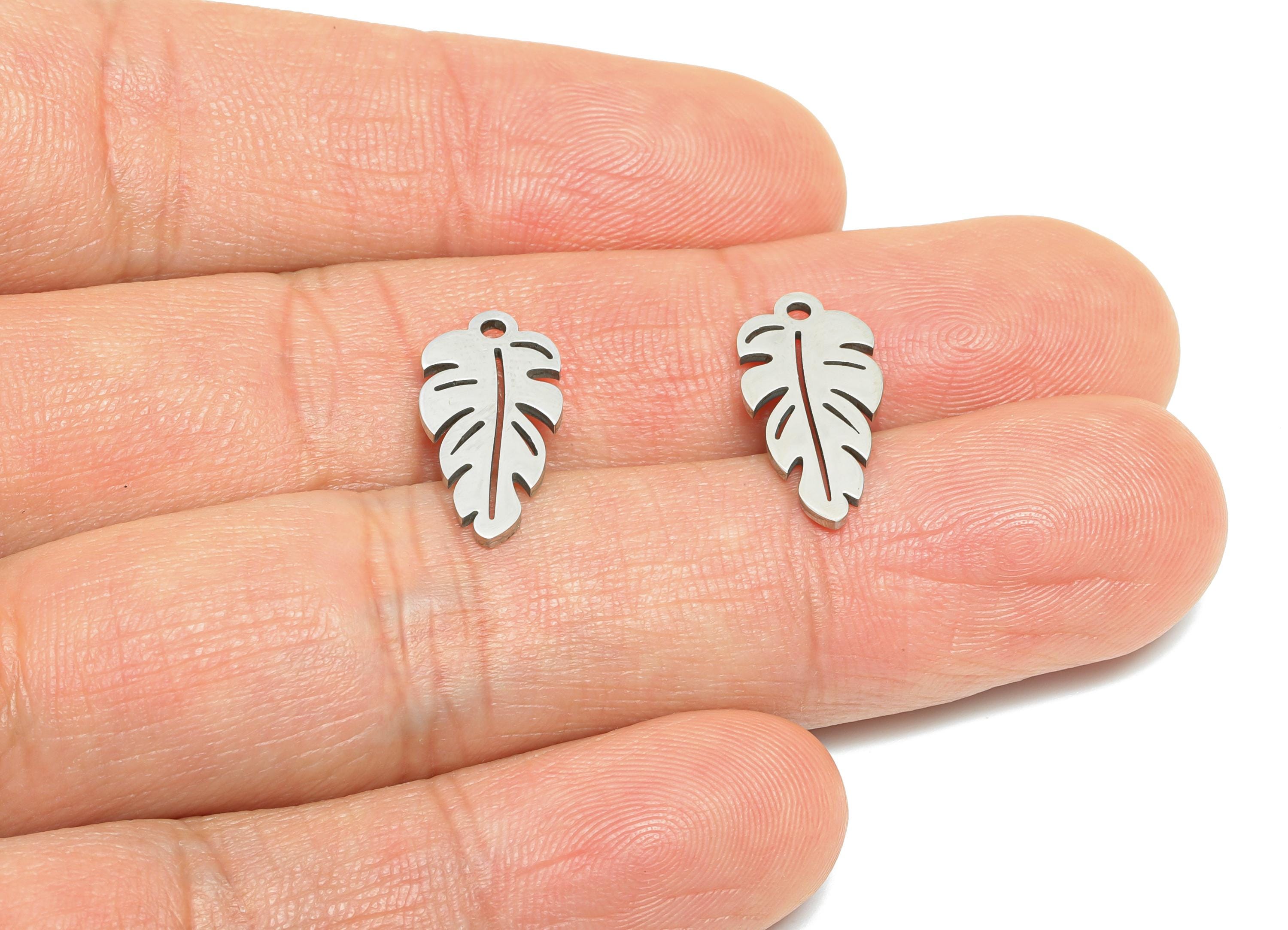 Steel Monstera Leaf Charm - DIY Craft Tropical Leaf Charm - Botanical Jewelry Component - Steel Jewelry Finding - 17x8x0.98mm - SS2469 - DOMEDBAZAAR