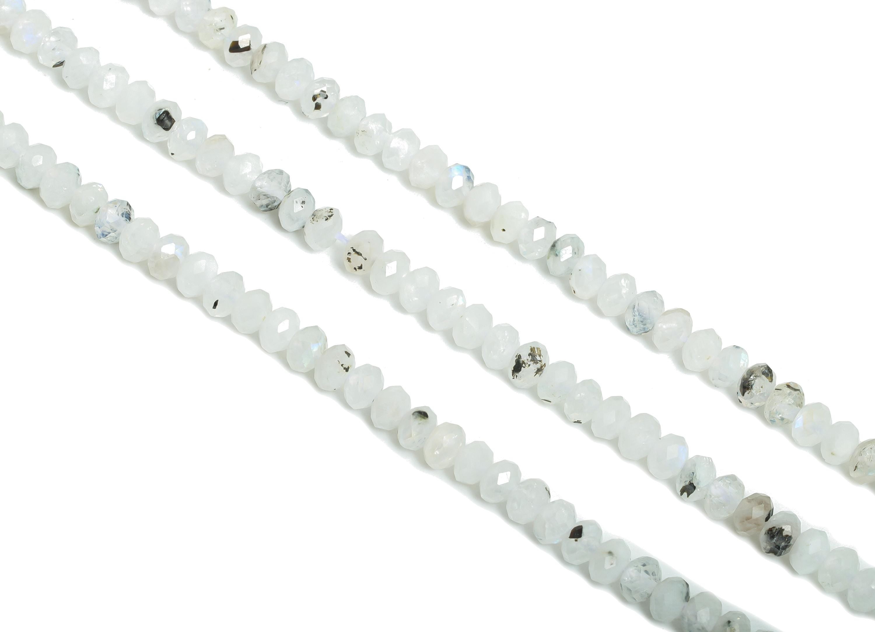 4mm Moonstone Natural Stone Beads - Faceted Round Moonstone 16.5 inch /Strand - Gemstone Beads for Handmade - DIY Crystal Beads - NS2684 - DOMEDBAZAAR