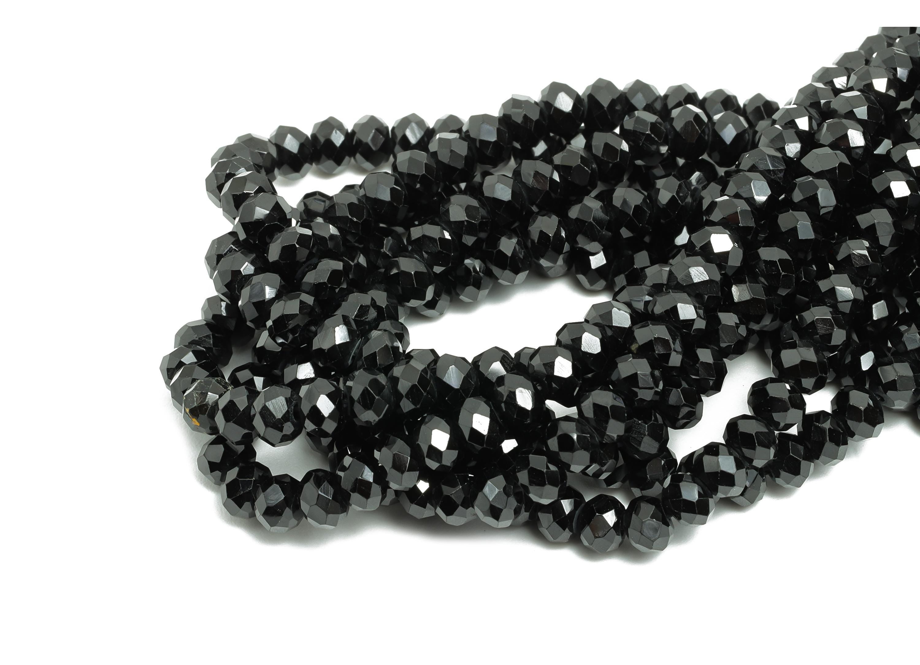 3x4mm Black Spinel Natural Stone Beads - Faceted Rondella Black Spinel Beads 15.5 inch /Strand - Handmade Stone Bead - Jewelry Making-NS2480 - DOMEDBAZAAR
