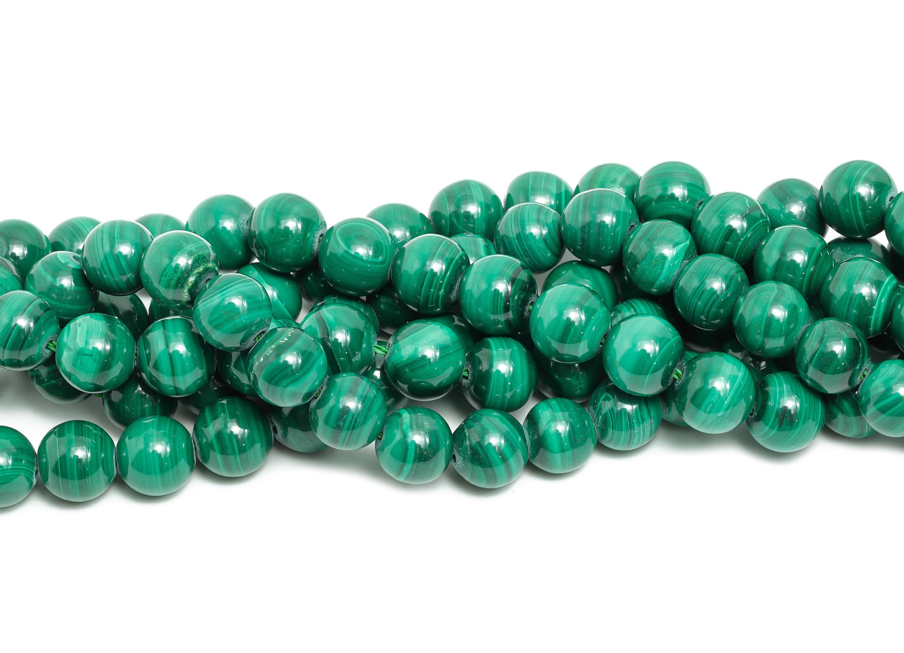 7mm Malachite Natural Stone Beads - Round Malachite 15.5 inch /Strand - Handmade Gemstone Bead - Crafting Bead - Smooth Stone Bead - NS2407 - DOMEDBAZAAR
