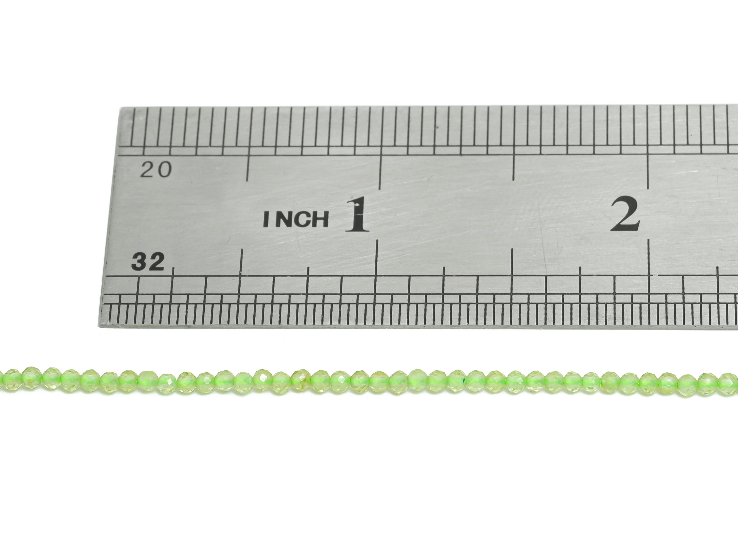 2x1.98mm Peridot Natural Stone Beads - Faceted Green Round Peridot 15.5 inch /Strand - High-Quality DIY Crafting Gemstone Beads - NS2499 - DOMEDBAZAAR
