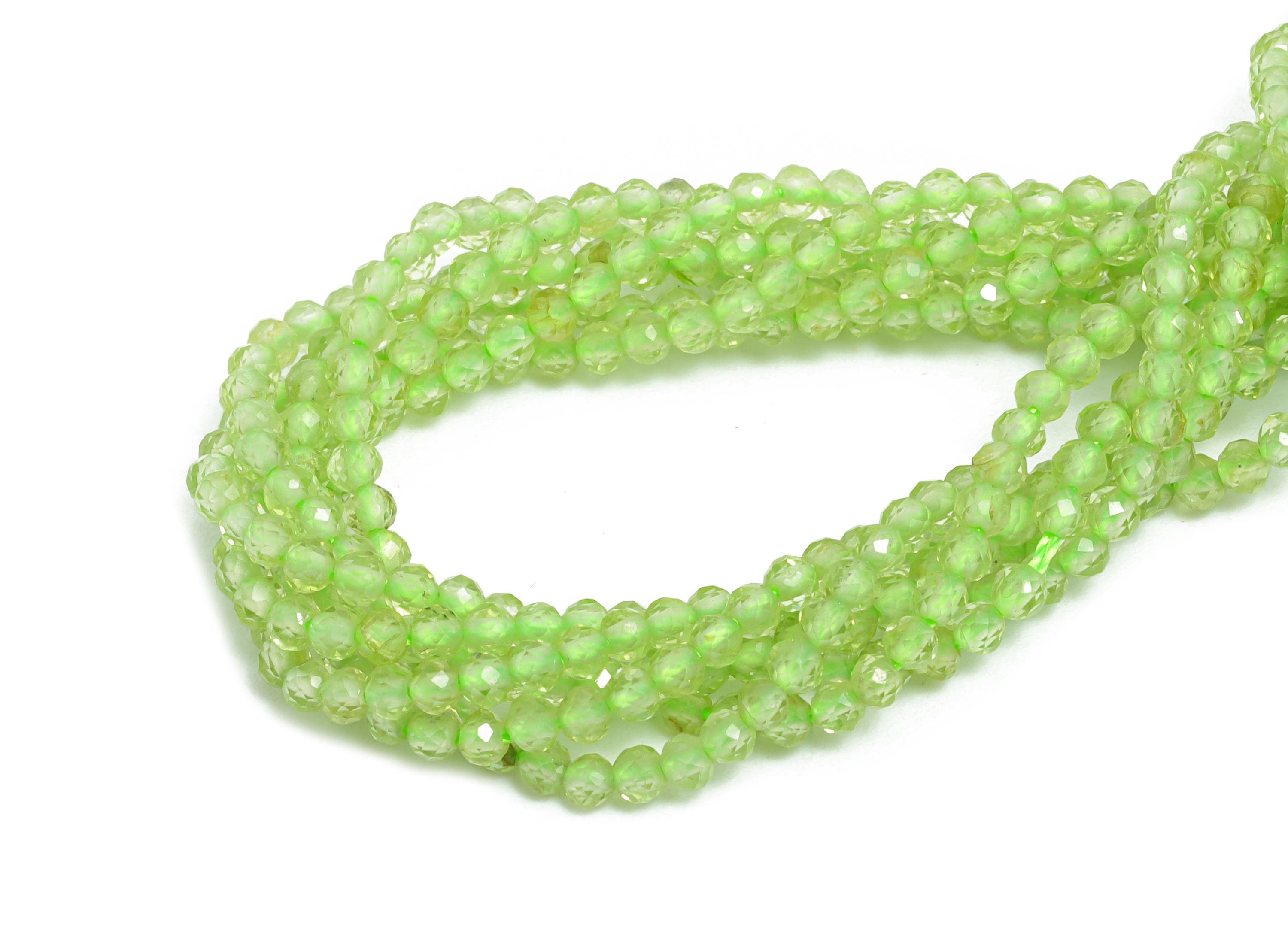 2x1.98mm Peridot Natural Stone Beads - Faceted Green Round Peridot 15.5 inch /Strand - High-Quality DIY Crafting Gemstone Beads - NS2499 - DOMEDBAZAAR