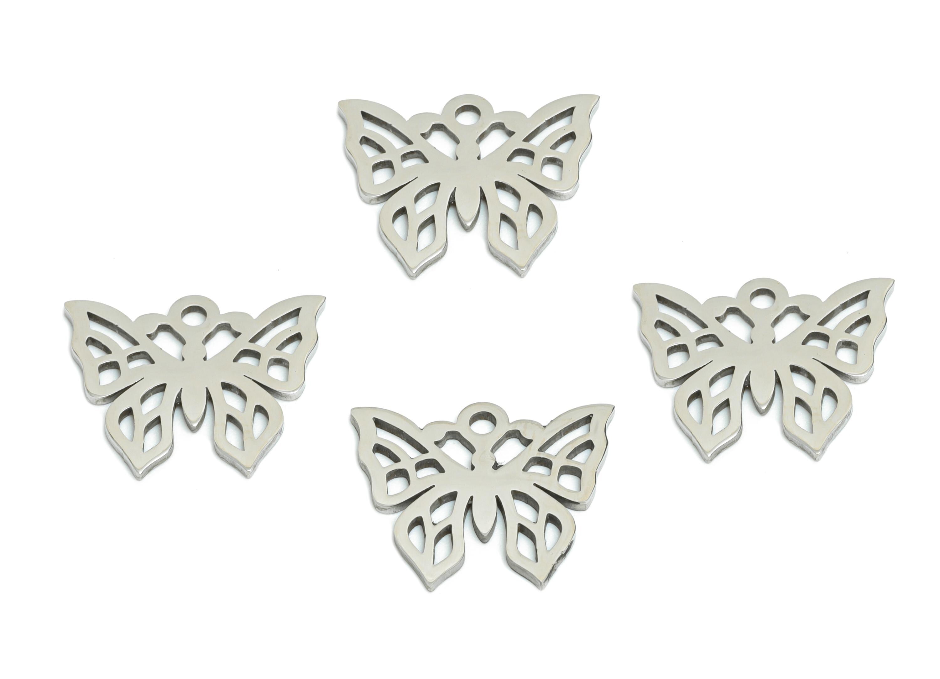 Steel Butterfly Pendant - Elegant Butterfly Insect Pendant - Nature-Inspired Jewelry - Steel Jewelry Findings - 15.6x12.75x0.98mm - SS2467 - DOMEDBAZAAR