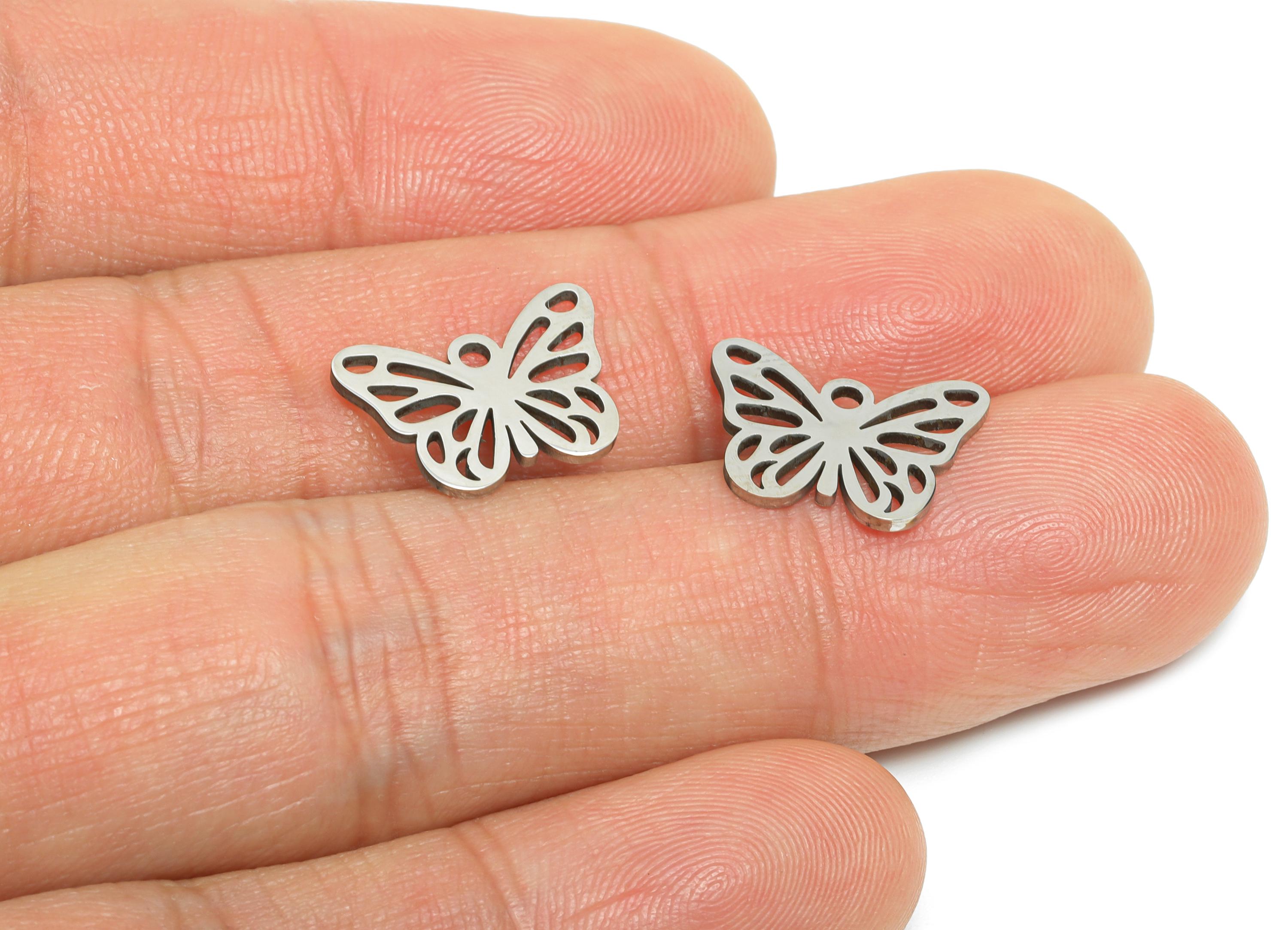 Steel Butterfly Pendant - Elegant Butterfly Insect Pendant - Nature-Inspired Jewelry - Laser Cut Stainless Steel - 14x10x0.98mm - SS2488 - DOMEDBAZAAR
