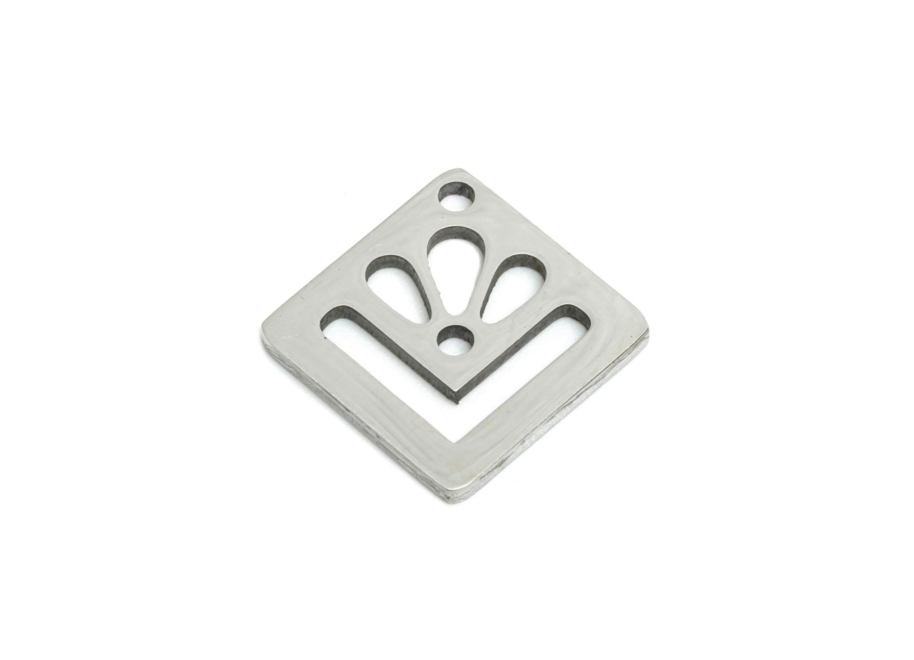 Steel Square Flower Charm - Geometric Flower Pendant - Laser Cut Minimalist Stainless Steel Charm - Geometric Charm - 14x10x0.98mm - SS2431 - DOMEDBAZAAR
