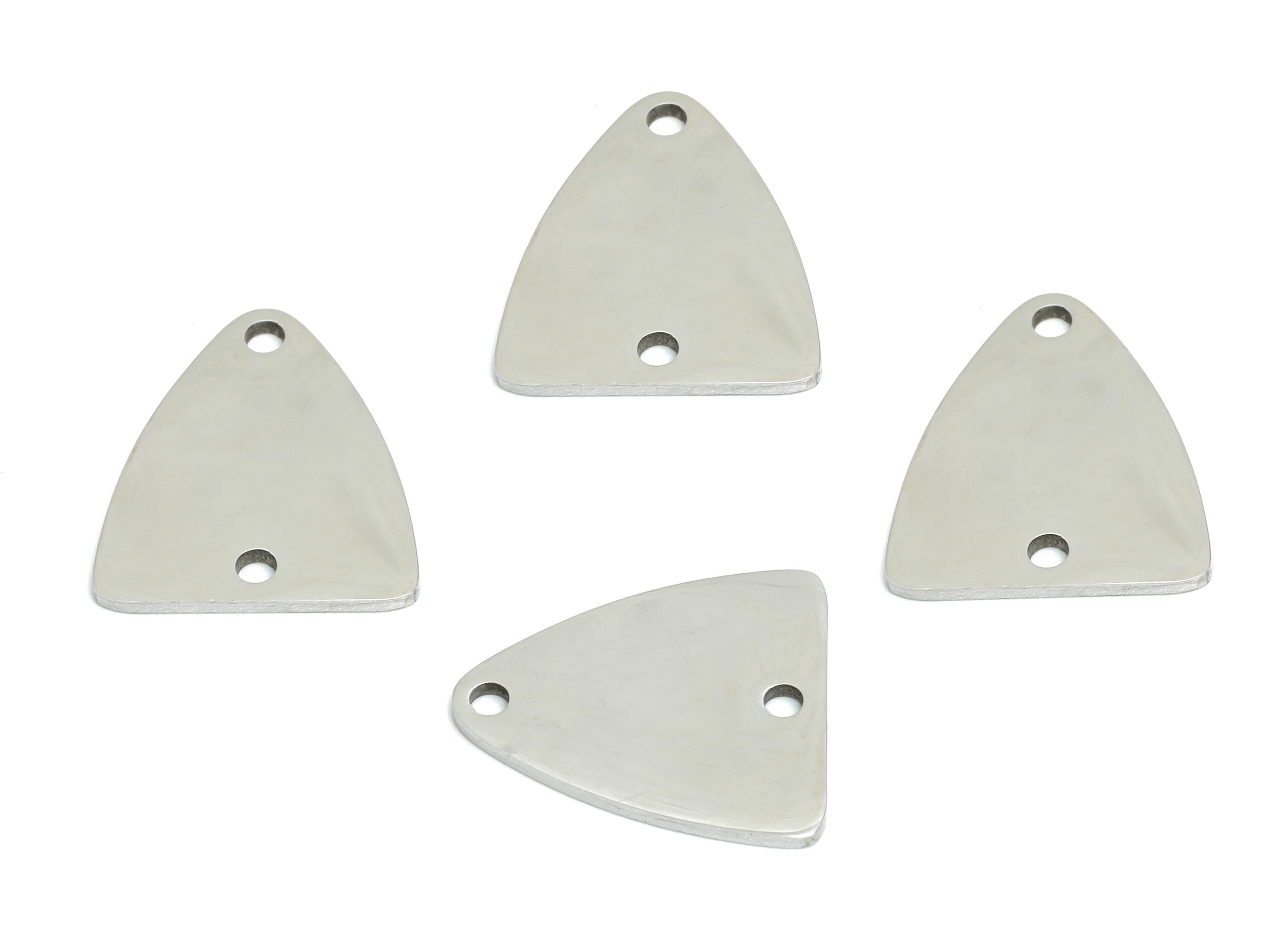 Steel Triangle Connector - Geometric Modern Pendant - Laser Cut Industrial Chic Jewelry - Stainless Steel Charm - 14.88x13x0.98mm - SS2438 - DOMEDBAZAAR