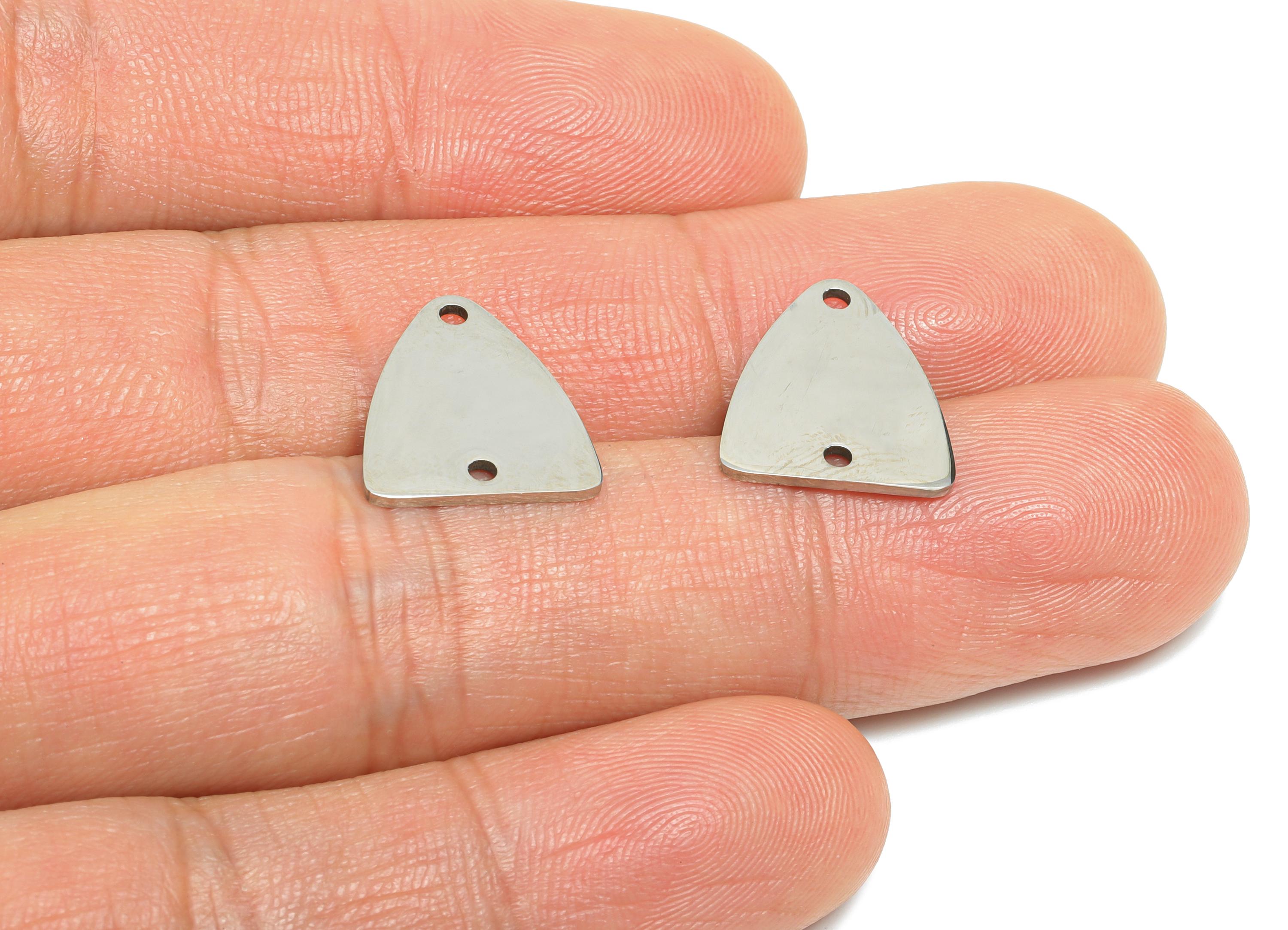 Steel Triangle Connector - Geometric Modern Pendant - Laser Cut Industrial Chic Jewelry - Stainless Steel Charm - 14.88x13x0.98mm - SS2438 - DOMEDBAZAAR