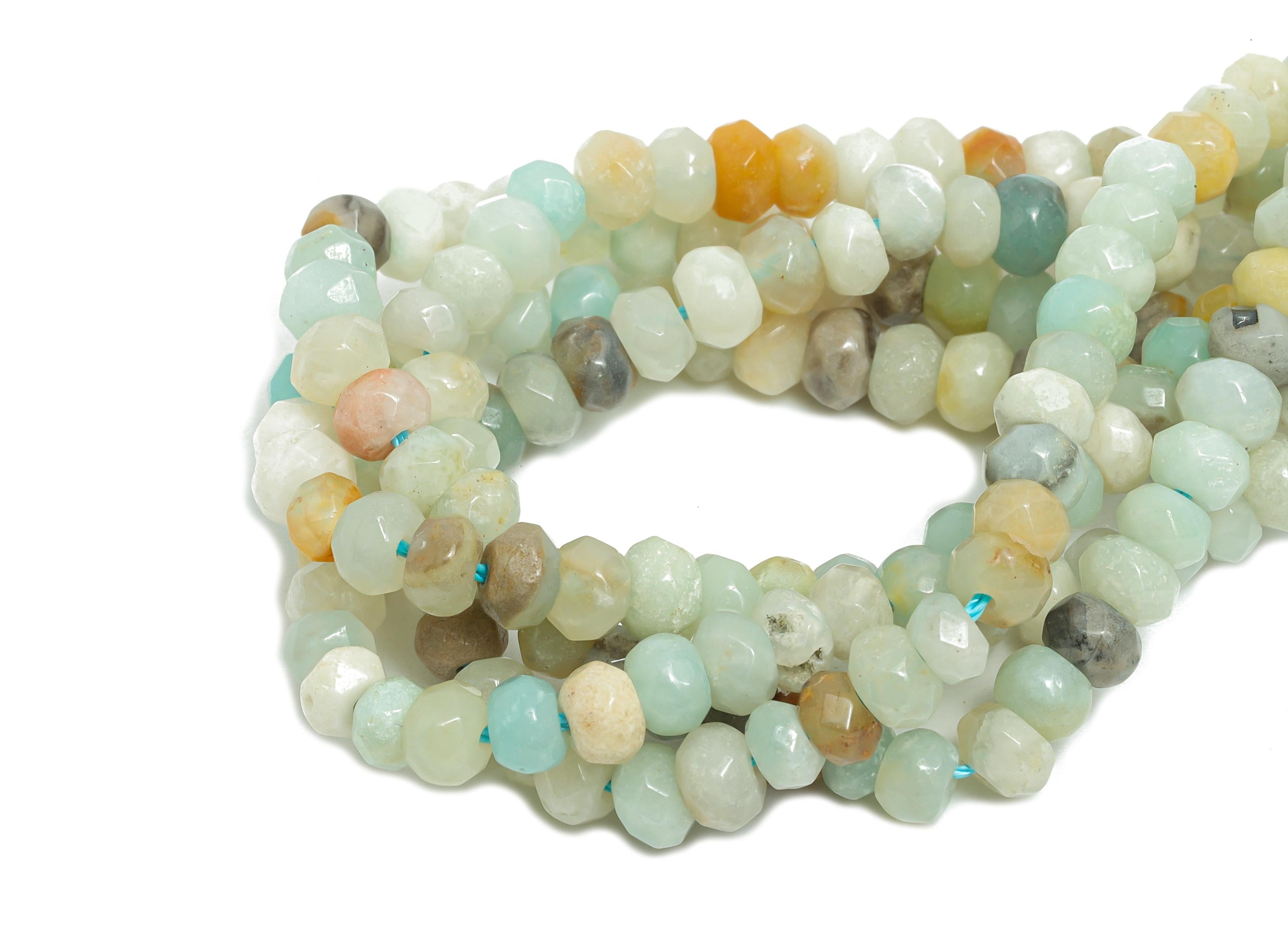 4x3mm Amazonite Natural Stone Beads - Faceted Rondella 14.56inch /Strand - DIY Crafting Gemstone Beads - Beading Craft Supplies - NS2980 - DOMEDBAZAAR