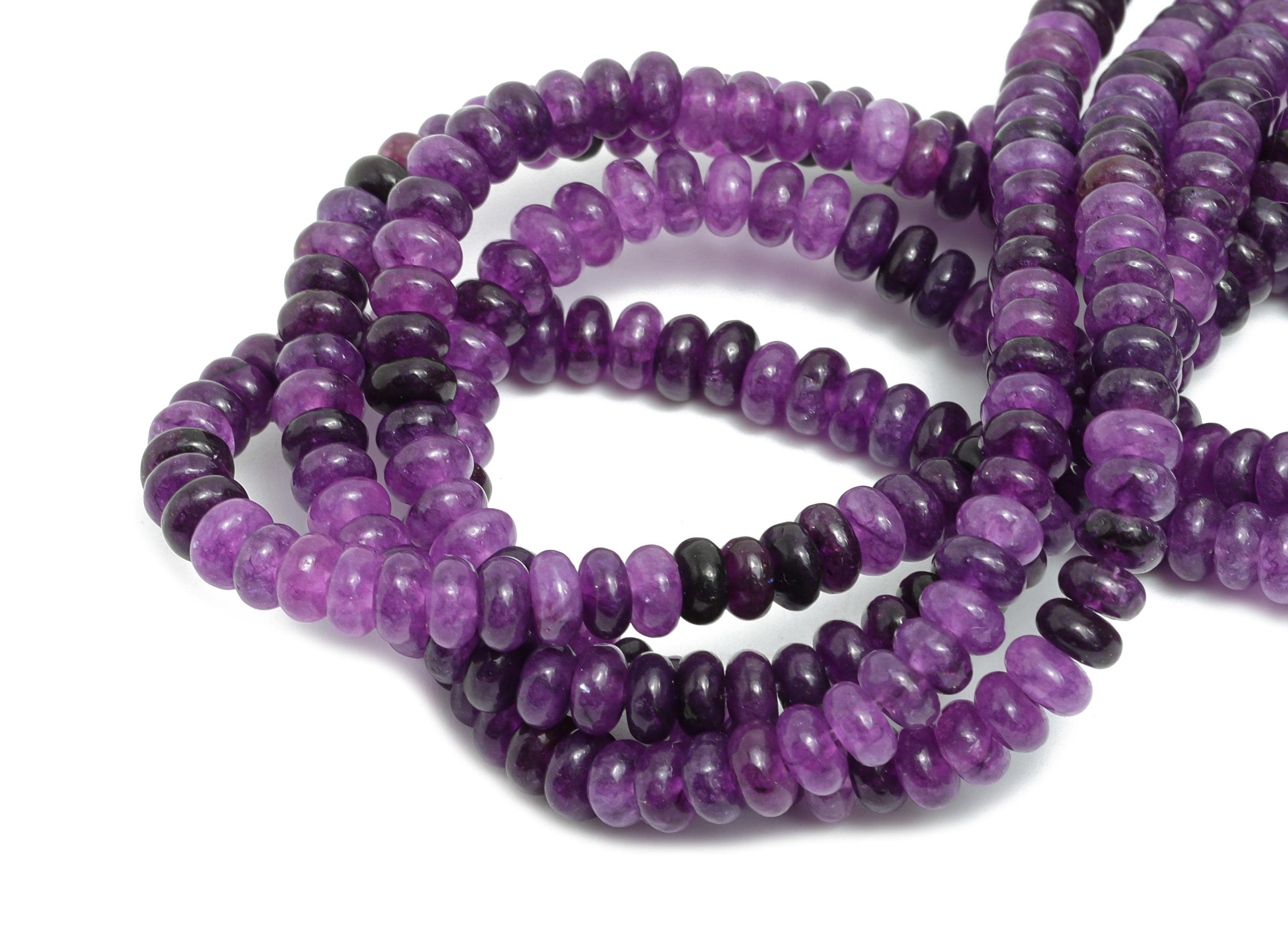4x2mm Amethyst Natural Stone - Smooth Rondella 15 inch /Strand - High-Quality Healing Gemstone Bead - Bead Craft Supplies - NS2988 - DOMEDBAZAAR