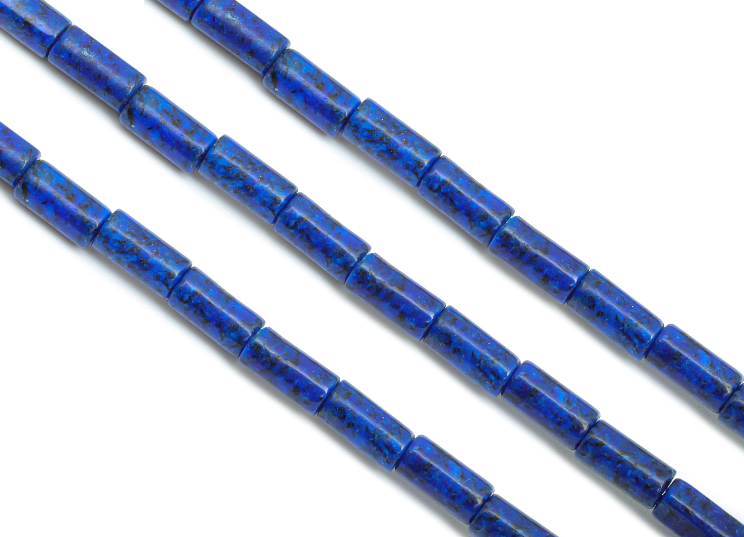 3x6mm Lapis Lazuli Natural Cylinder Beads - Cylinder Tube Lapis Lazuli 15.35 inch /Strand - Crafting Gemstone - Healing Stone Bead - NS2971 - DOMEDBAZAAR