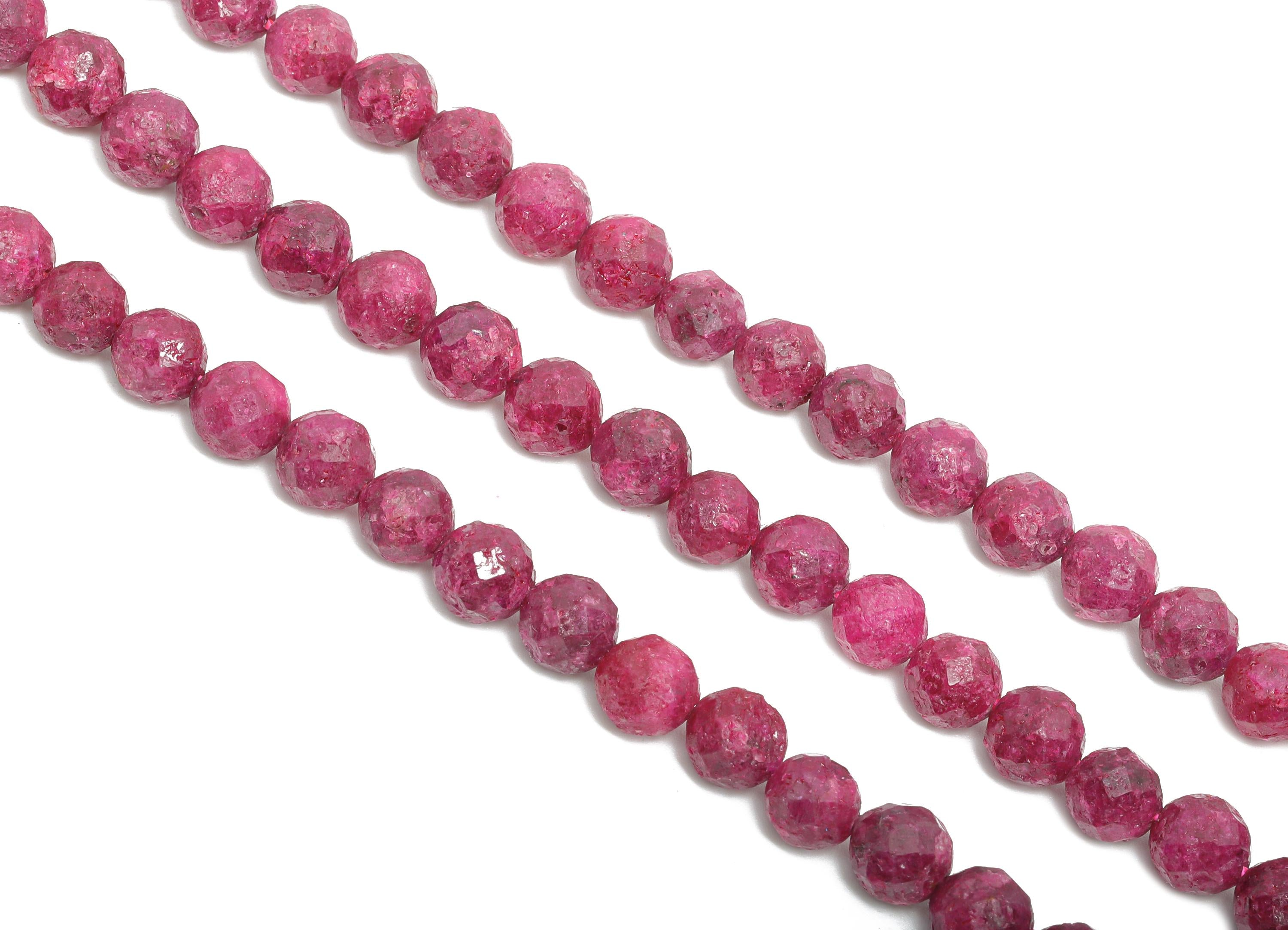 6mm Ruby Natural Stone Bead - Faceted Round Ruby 15.5 inch /Strand - Crafting Gemstone Bead - Healing Stone Bead - Bead Craft Making -NS2443 - DOMEDBAZAAR