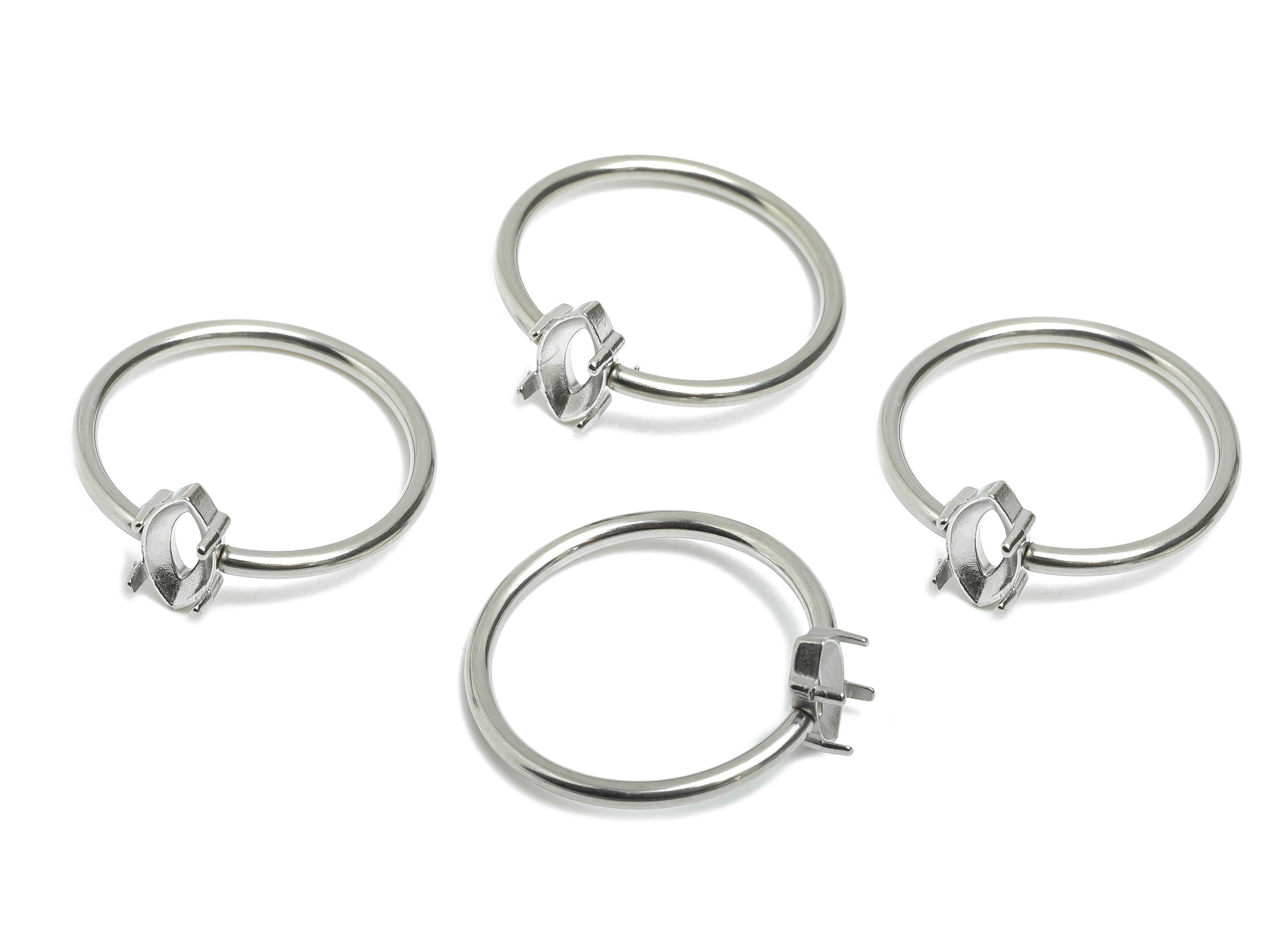 4x8mm Marquise Setting Ring - Ring Inner Size #6/16.6mm - Steel Gemstone Holder Cabochon Ring Base - Prong Setting Ring - 21x19x1mm-SS1556-6 - DOMEDBAZAAR