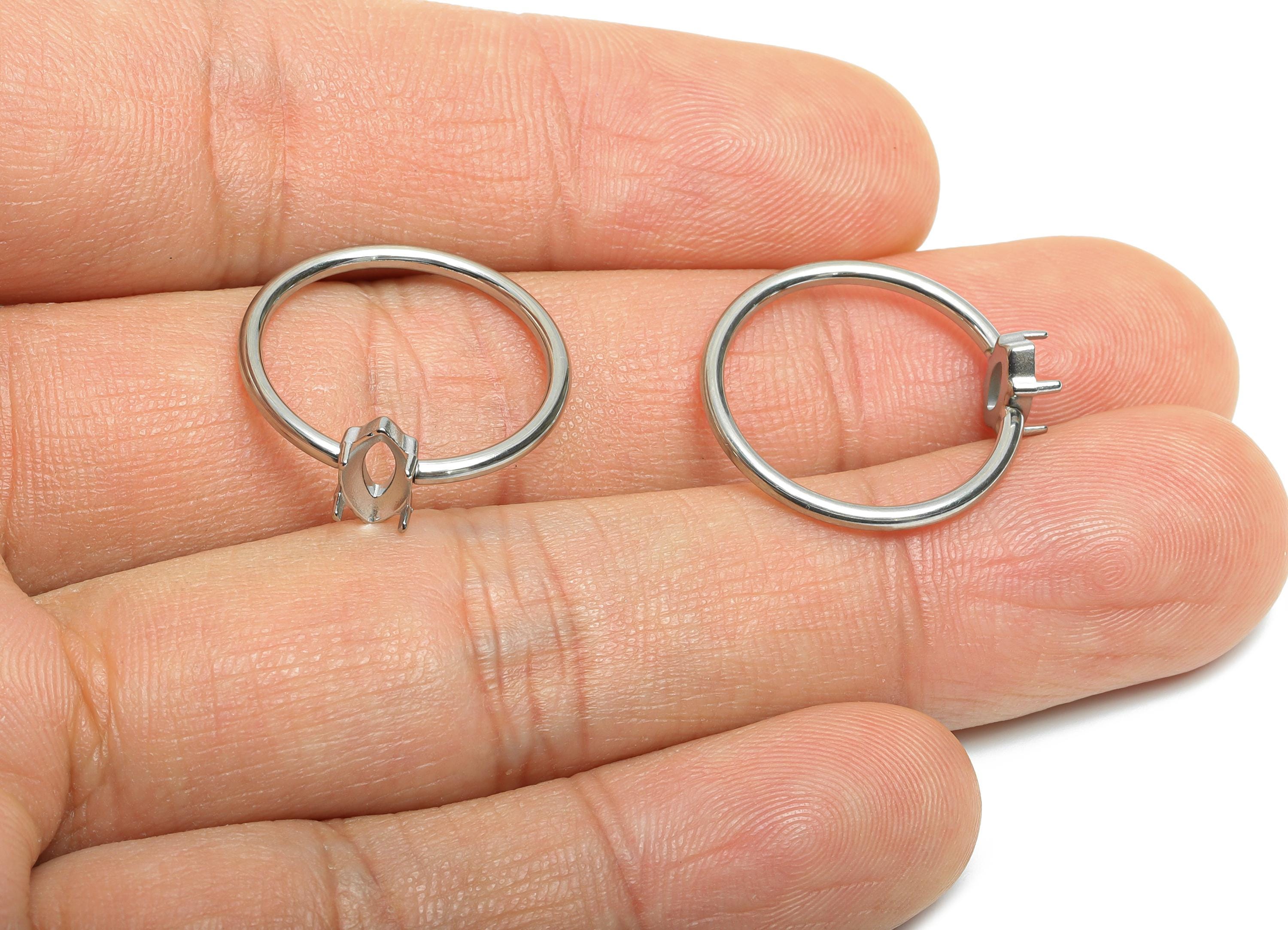 4x8mm Marquise Setting Ring - Ring Inner Size #6/16.6mm - Steel Gemstone Holder Cabochon Ring Base - Prong Setting Ring - 21x19x1mm-SS1556-6 - DOMEDBAZAAR