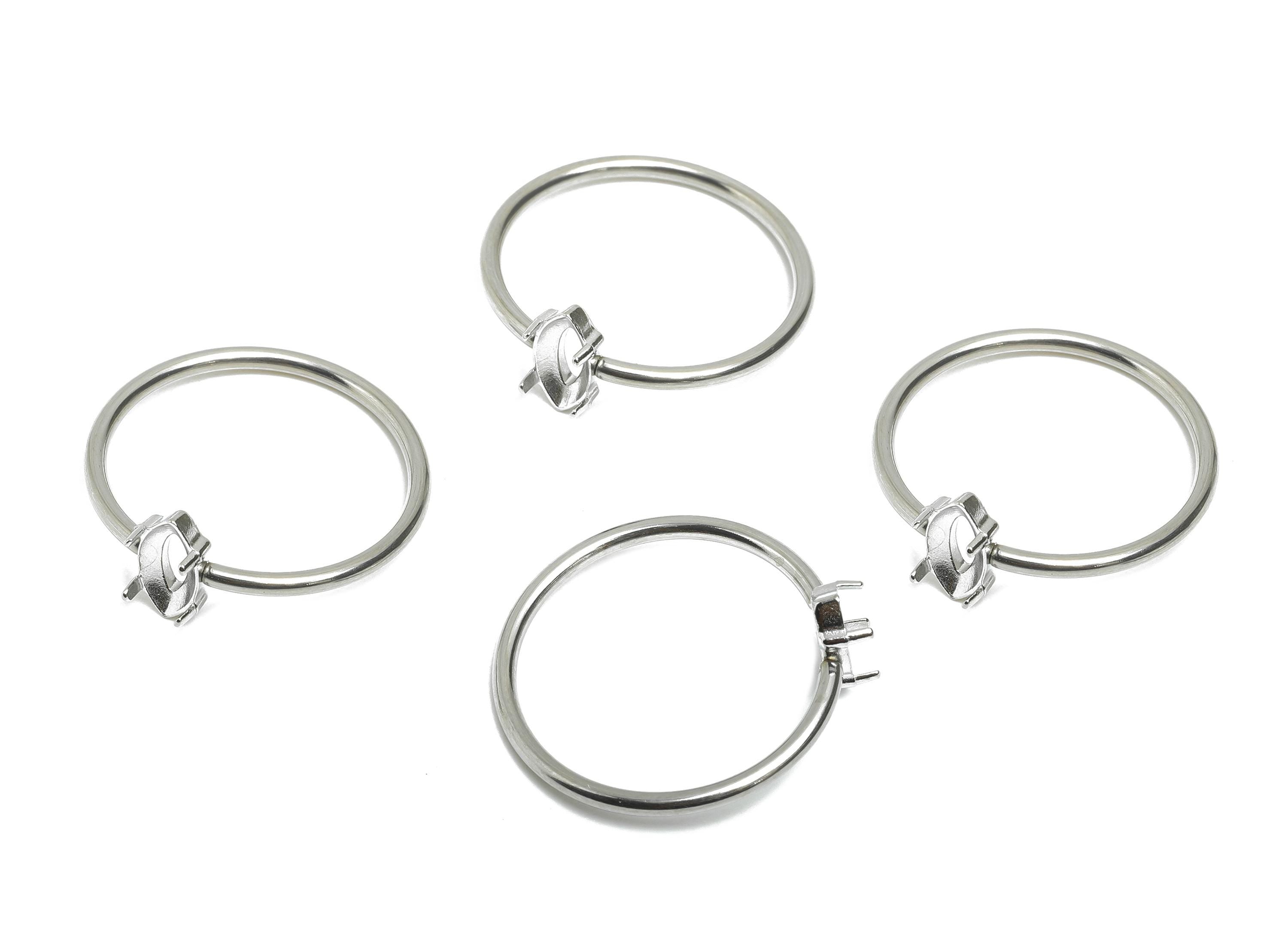 4x8mm Marquise Setting Ring - Ring Inner Size #8/18.1mm - Steel Gemstone Holder Cabochon Ring Base - Prong Setting Ring - 23x21x1mm-SS1556-8 - DOMEDBAZAAR