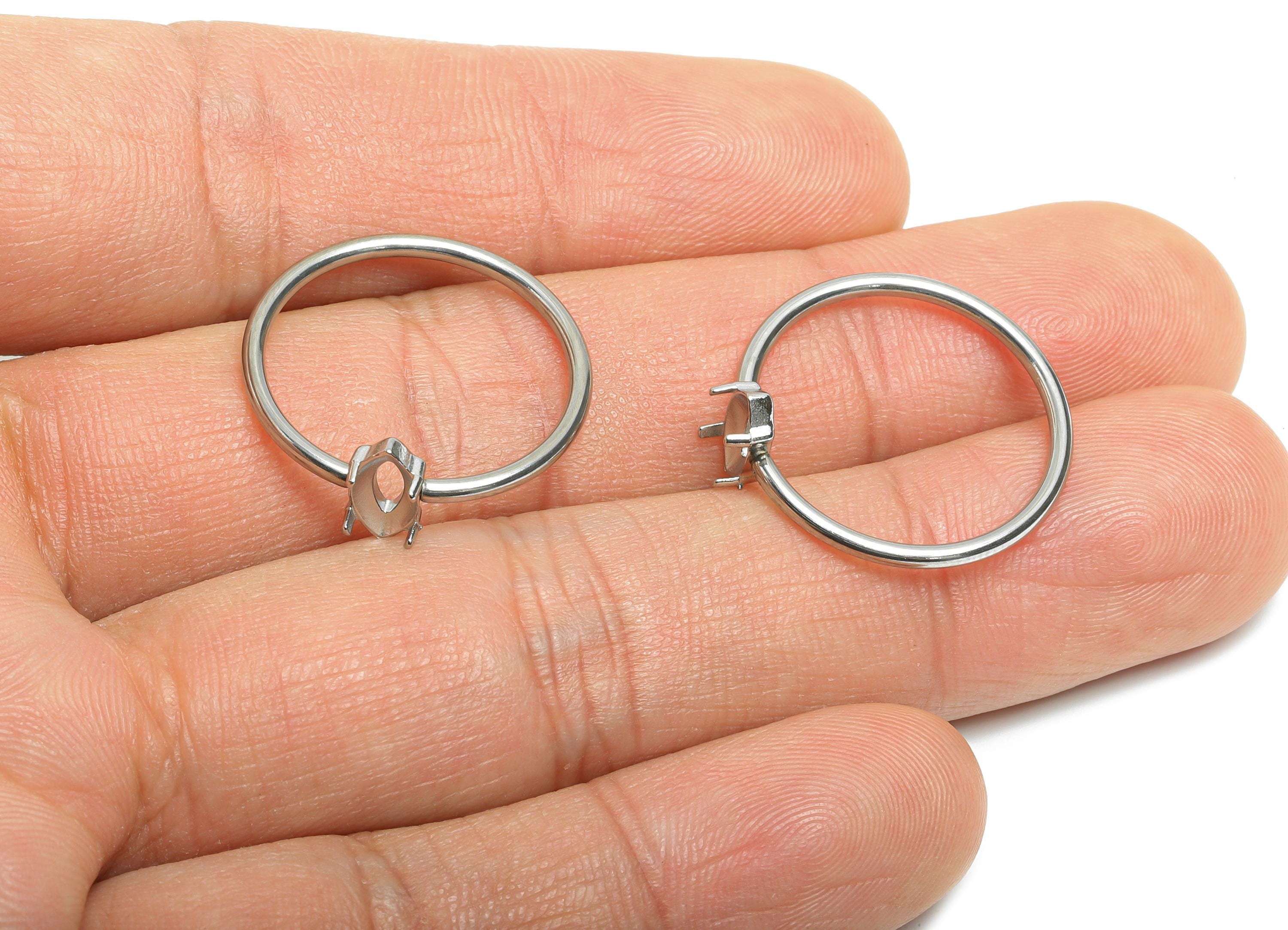 4x8mm Marquise Setting Ring - Ring Inner Size #8/18.1mm - Steel Gemstone Holder Cabochon Ring Base - Prong Setting Ring - 23x21x1mm-SS1556-8 - DOMEDBAZAAR