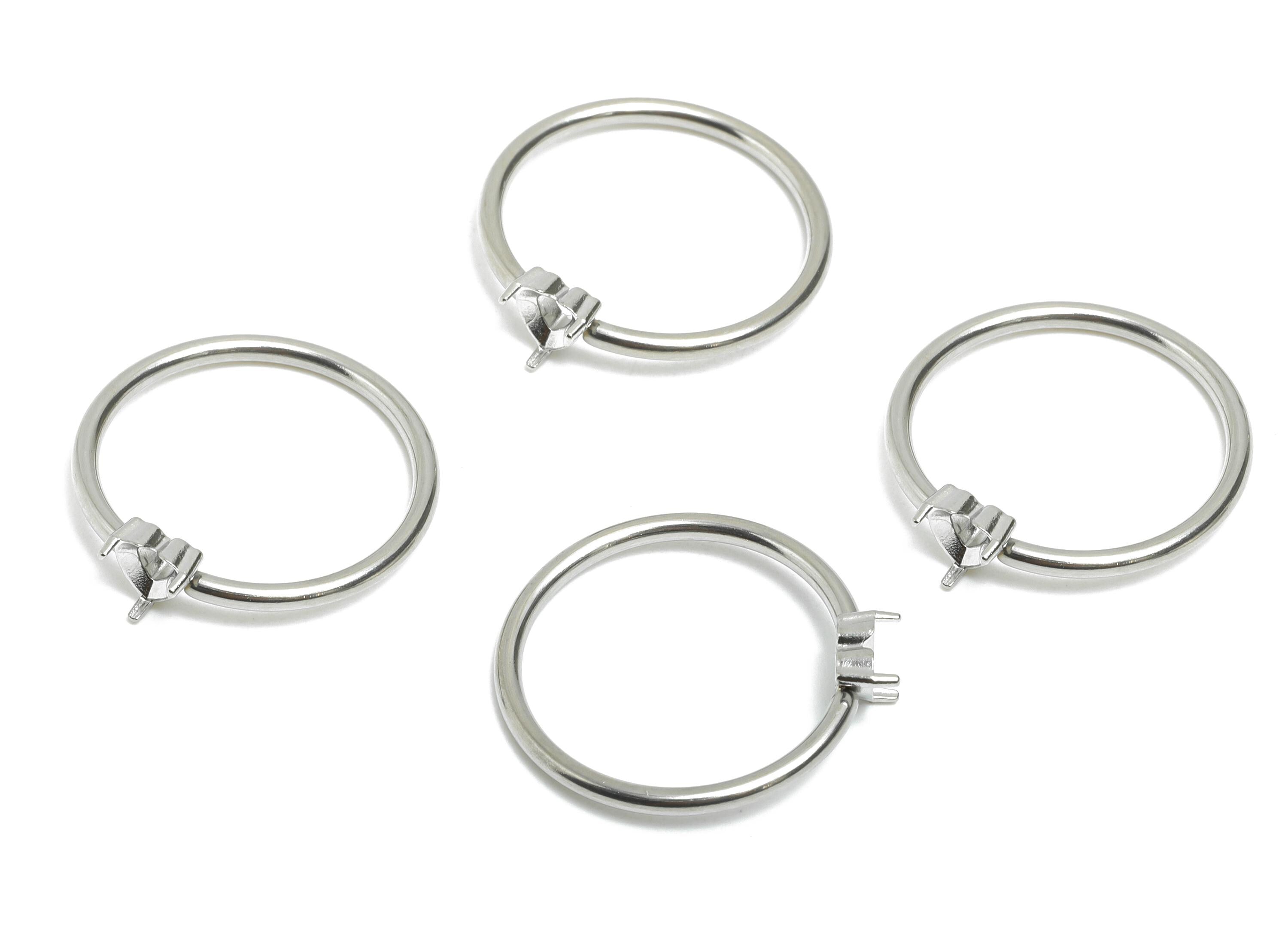 4x4mm Heart Setting Ring - Ring Inner Size #6/16.6mm - Steel Gemstone Holder Cabochon Ring Base - Prong Setting Ring - 21x19x1mm - SS1555-6 - DOMEDBAZAAR