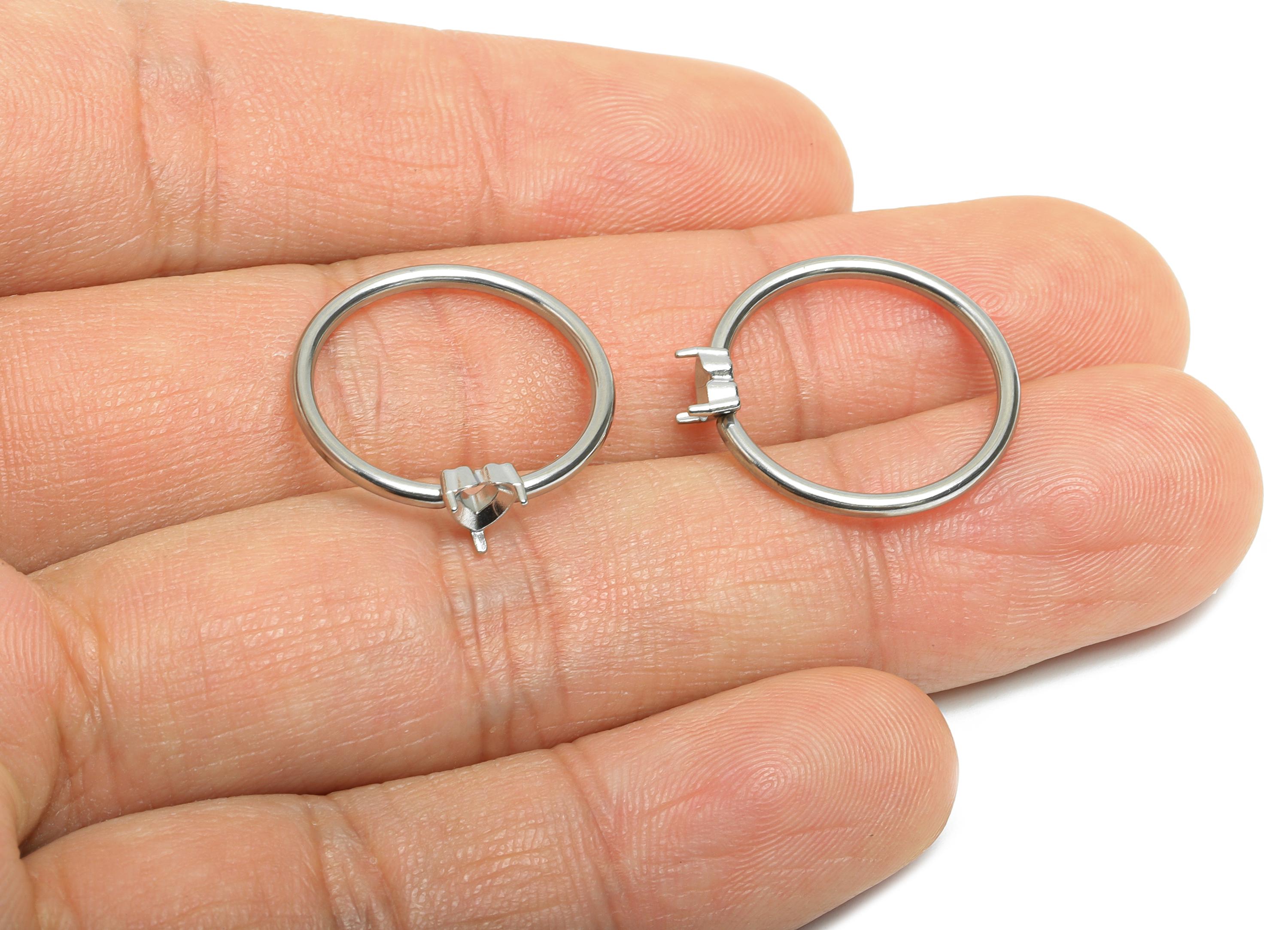 4x4mm Heart Setting Ring - Ring Inner Size #6/16.6mm - Steel Gemstone Holder Cabochon Ring Base - Prong Setting Ring - 21x19x1mm - SS1555-6 - DOMEDBAZAAR