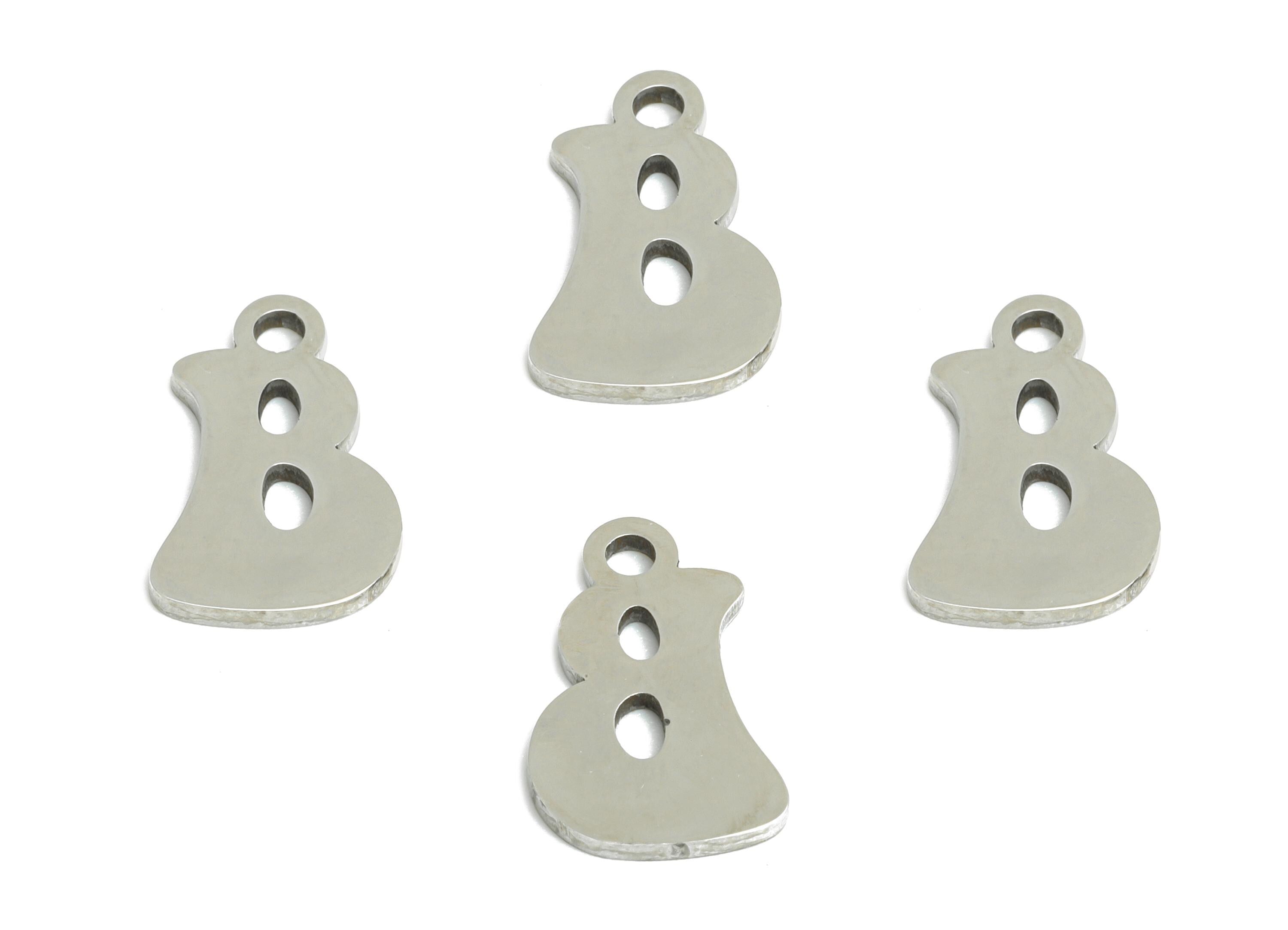 Steel Letter B Charms - Personalized Initial Pendant for Bracelet - Unique Name Jewelry - Stylish Statement DIY - 11.8x7.8x0.98mm - SS2384 - DOMEDBAZAAR