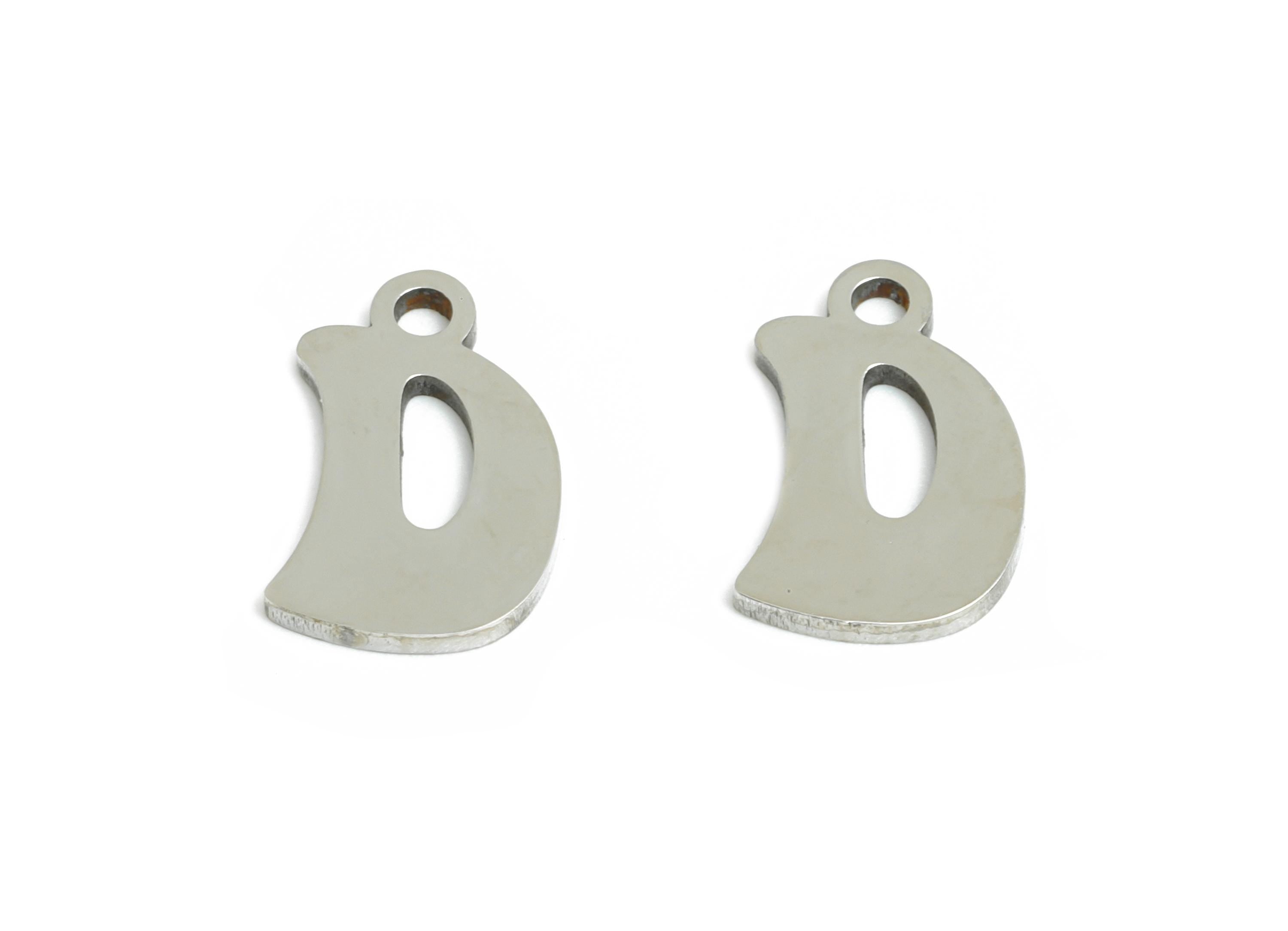 Steel Letter D Charms - Personalized Initial Pendant for Bracelet - Unique Name Jewelry - Stylish Statement DIY - 11.87x7.57x0.98mm - SS2386 - DOMEDBAZAAR