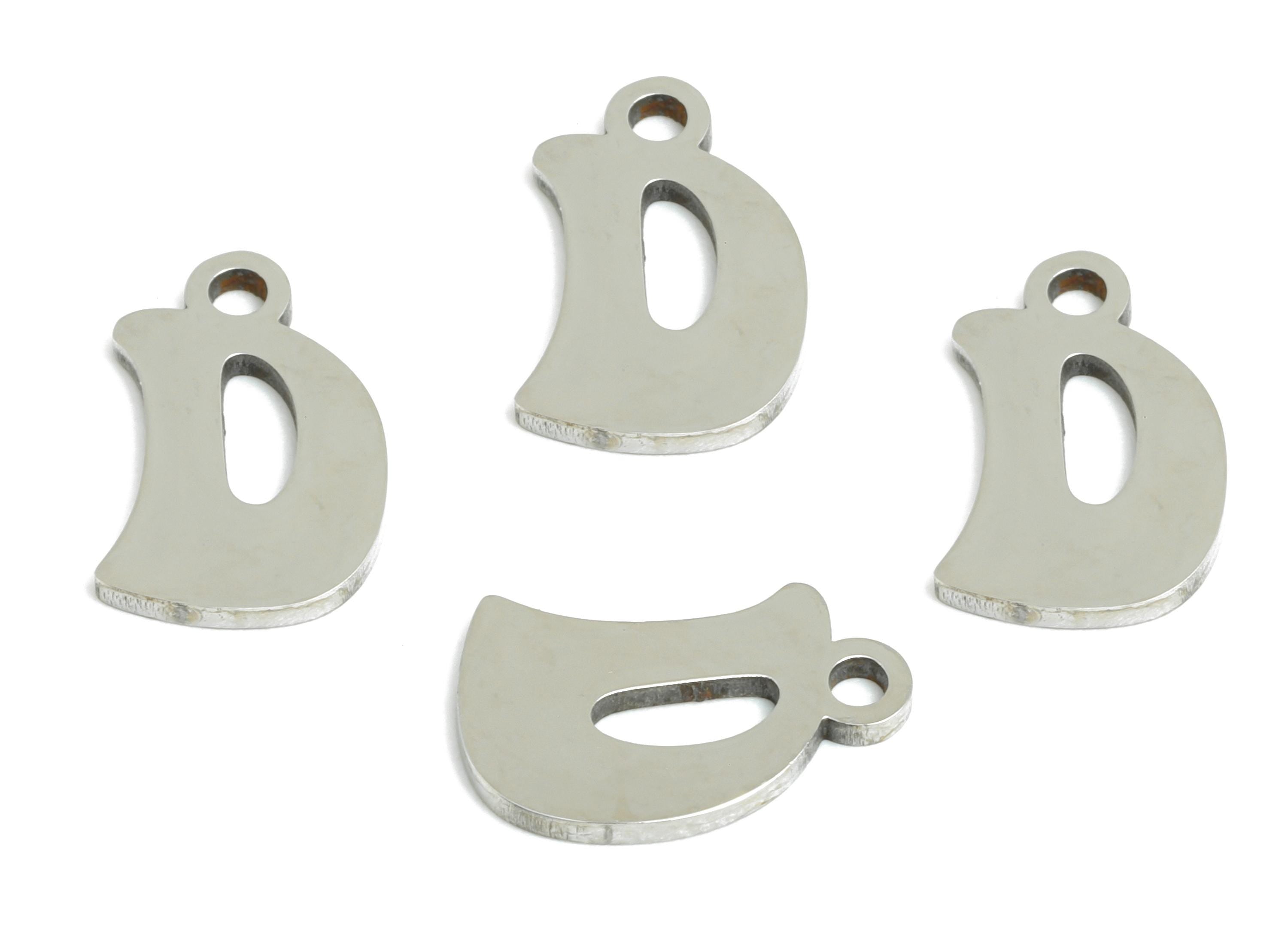 Steel Letter D Charms - Personalized Initial Pendant for Bracelet - Unique Name Jewelry - Stylish Statement DIY - 11.87x7.57x0.98mm - SS2386 - DOMEDBAZAAR