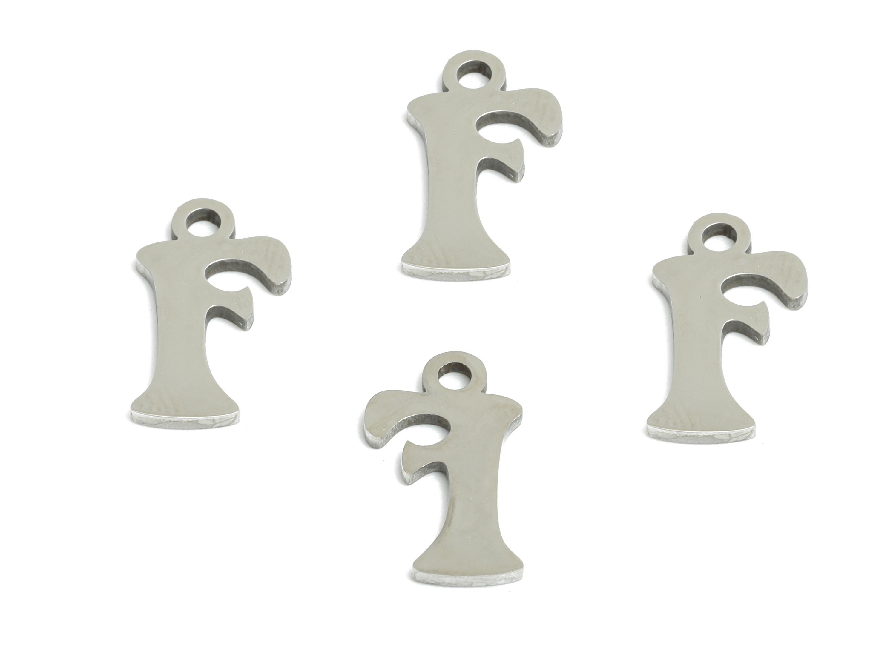 Steel Letter F Charms - Personalized Initial Pendant for Bracelet - Unique Name Jewelry - Stylish Statement DIY - 11.9x6.8x0.98mm - SS2388 - DOMEDBAZAAR