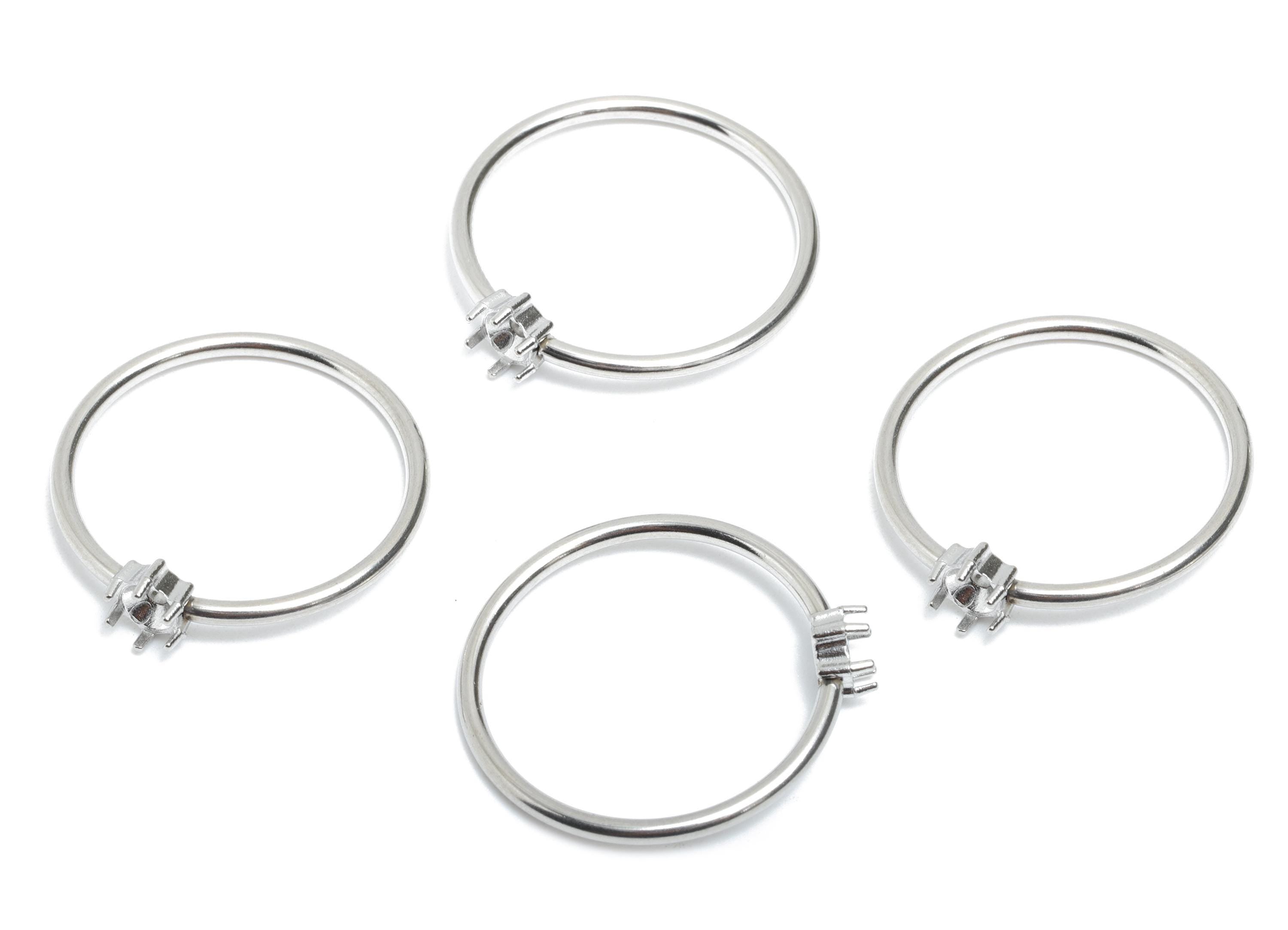 4mm Round Setting Ring - Ring Inner Size #9/18.9mm - Steel Gemstone Holder Cabochon Ring Base - Prong Setting Ring- 23x21x1.5mm-SS1554-9 - DOMEDBAZAAR