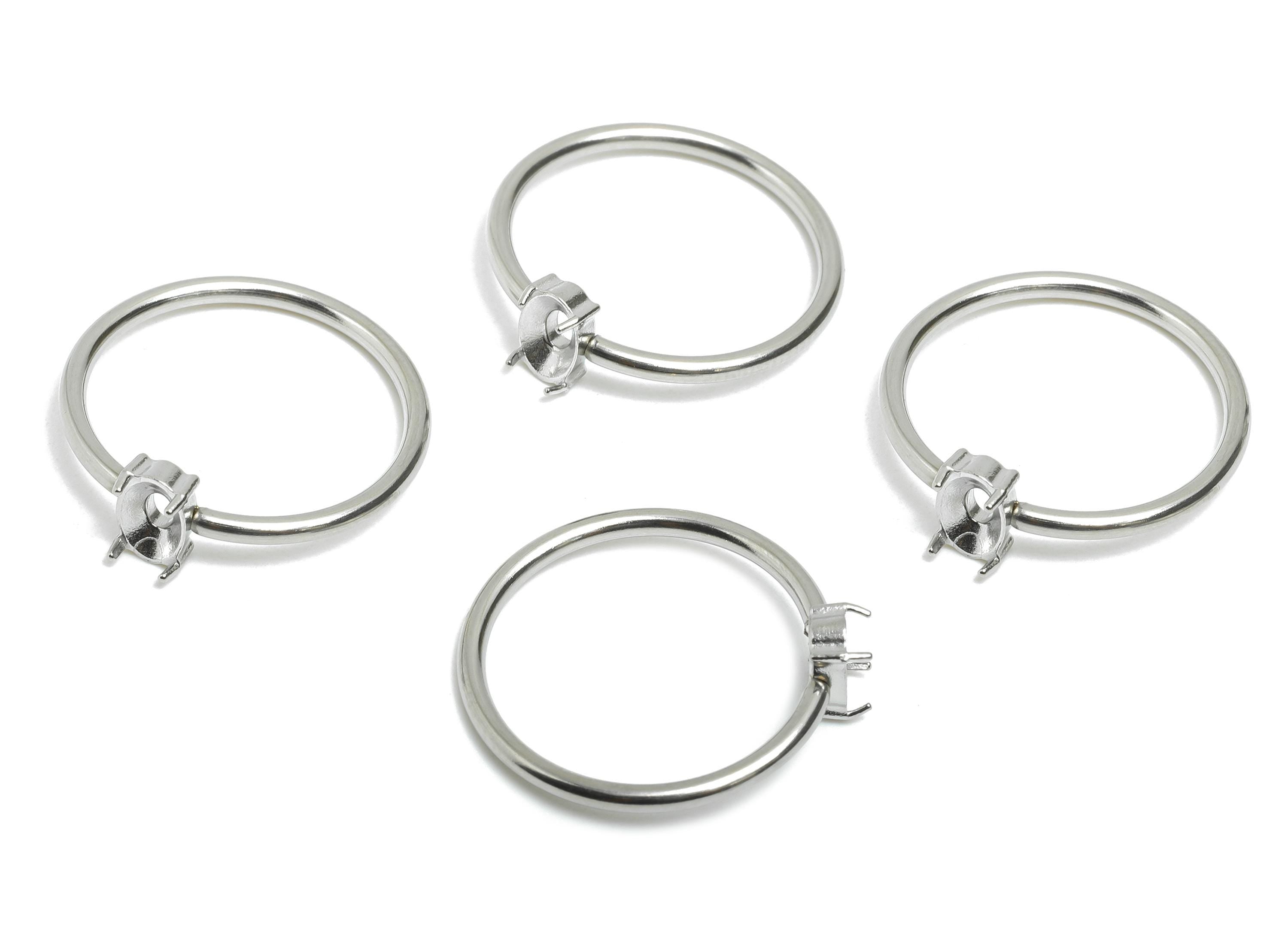 4x6mm Oval Setting Ring - Ring Inner Size #6/16.6mm - Steel Gemstone Holder Cabochon Ring Base - Prong Setting Ring - 21x19x1mm-SS1553-6 - DOMEDBAZAAR