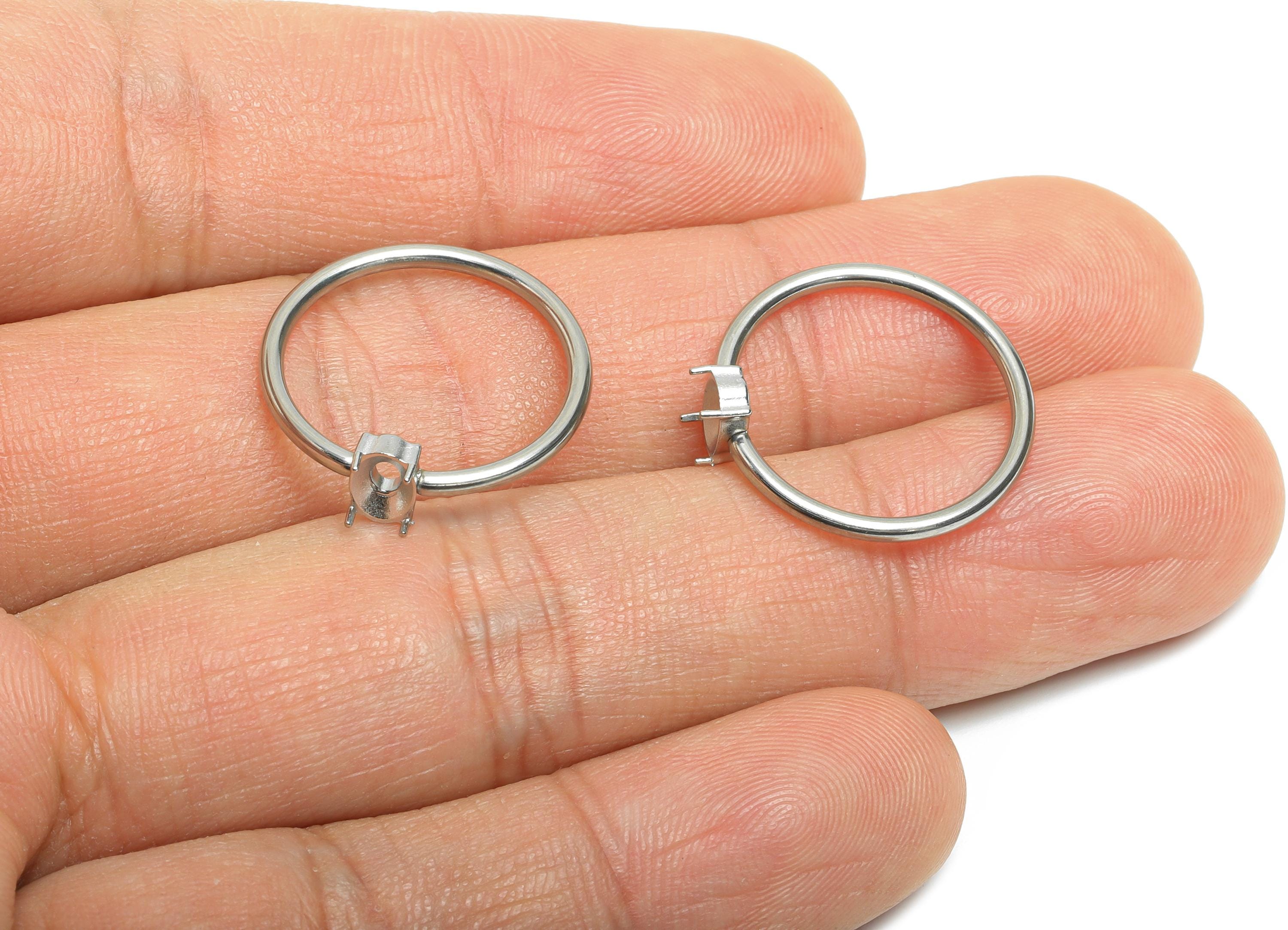 4x6mm Oval Setting Ring - Ring Inner Size #6/16.6mm - Steel Gemstone Holder Cabochon Ring Base - Prong Setting Ring - 21x19x1mm-SS1553-6 - DOMEDBAZAAR