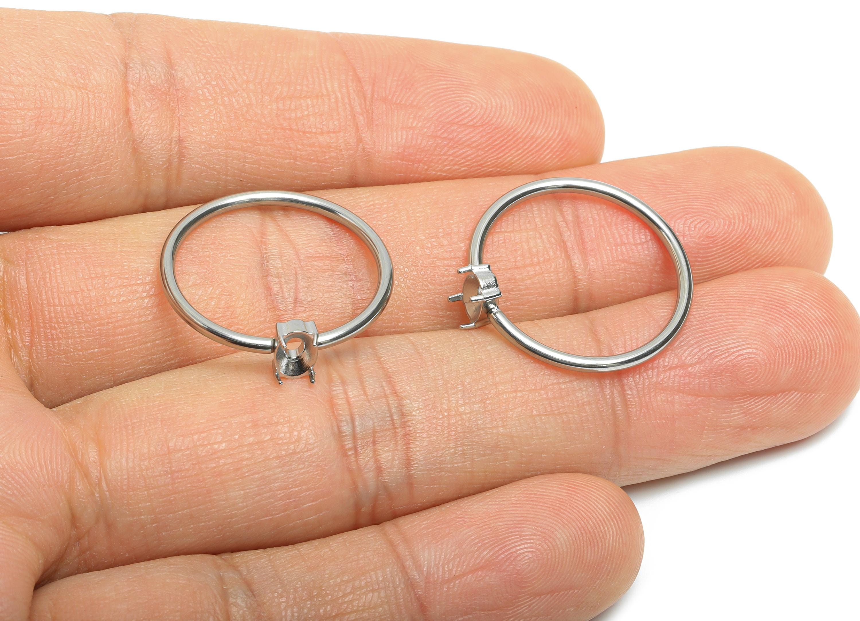 4x6mm Oval Setting Ring - Ring Inner Size #8/18.1mm - Steel Gemstone Holder Cabochon Ring Base - Prong Setting Ring - 22x21x1.5mm- SS1553-8 - DOMEDBAZAAR