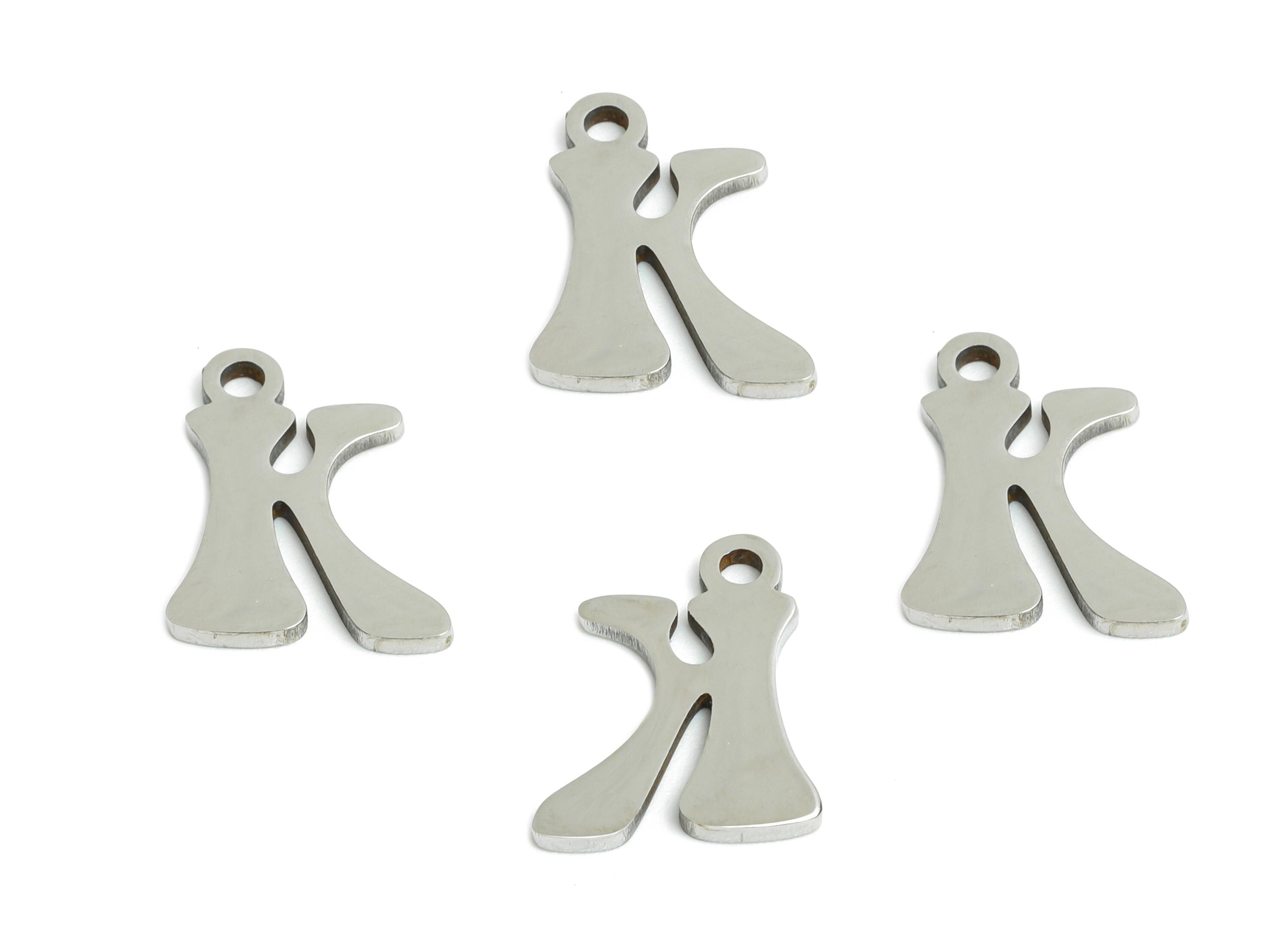 Steel Letter K Charms - Personalized Initial Pendant for Bracelet - Unique Name Jewelry - Stylish Statement DIY - 11.74x9.5x0.98mm - SS2393 - DOMEDBAZAAR