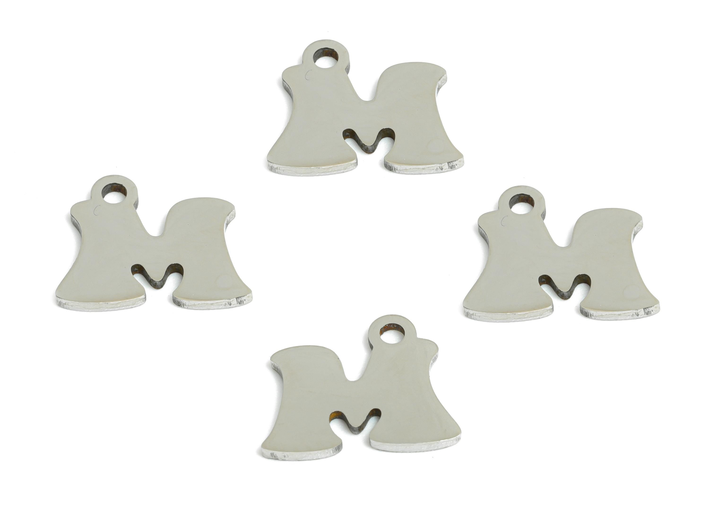 Steel Letter M Charms - Personalized Initial Pendant for Bracelet - Unique Name Jewelry - Stylish Statement DIY - 11.73x9.36x0.98mm - SS2395 - DOMEDBAZAAR