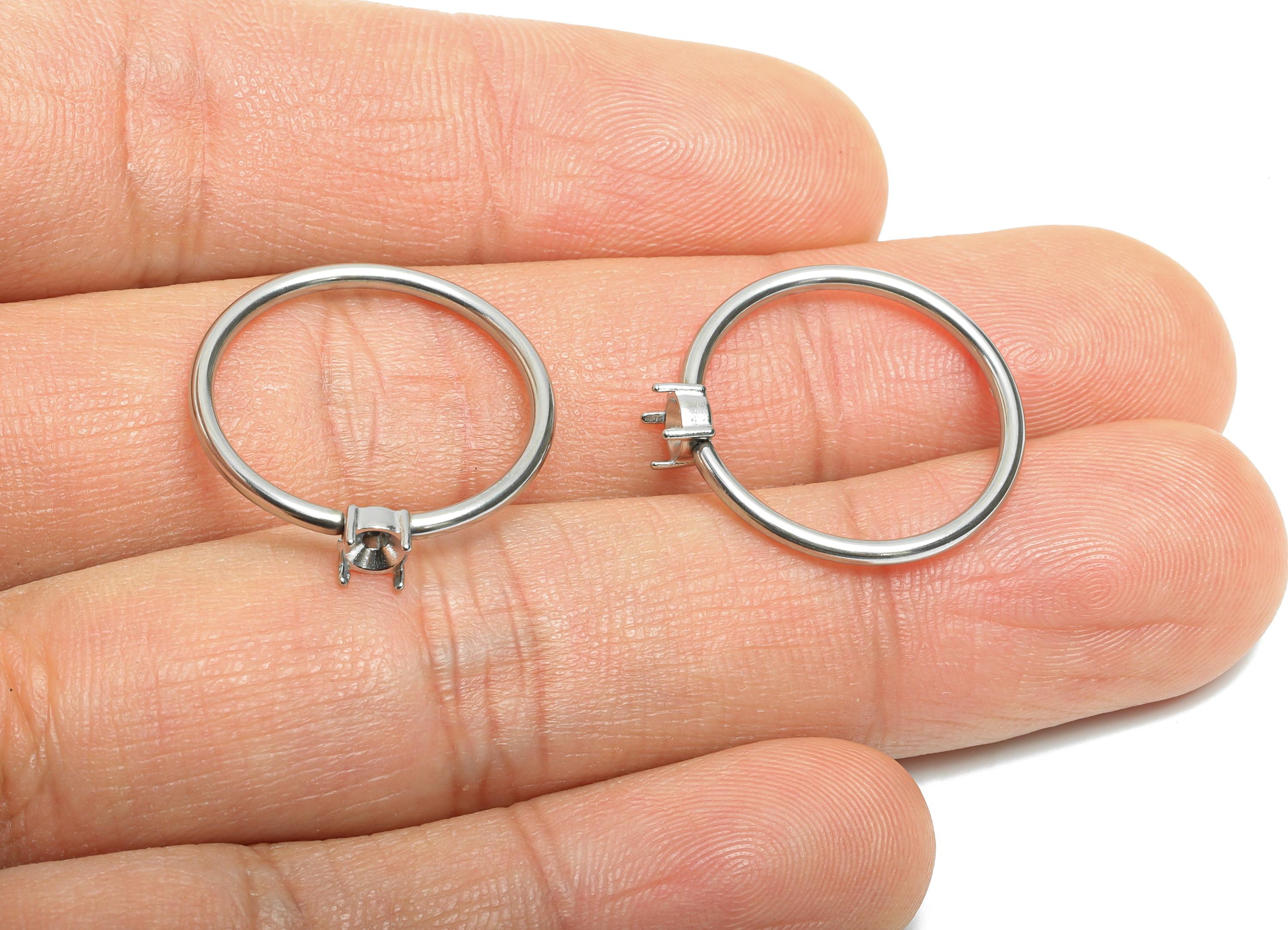 3.5mm Round Setting Ring - Prong Ring Settings - Ring Inner Size #7/17.3mm - Gemstone Holder Cabochon Ring Base - 22.21x20.36x1mm - SS1552-7 - DOMEDBAZAAR