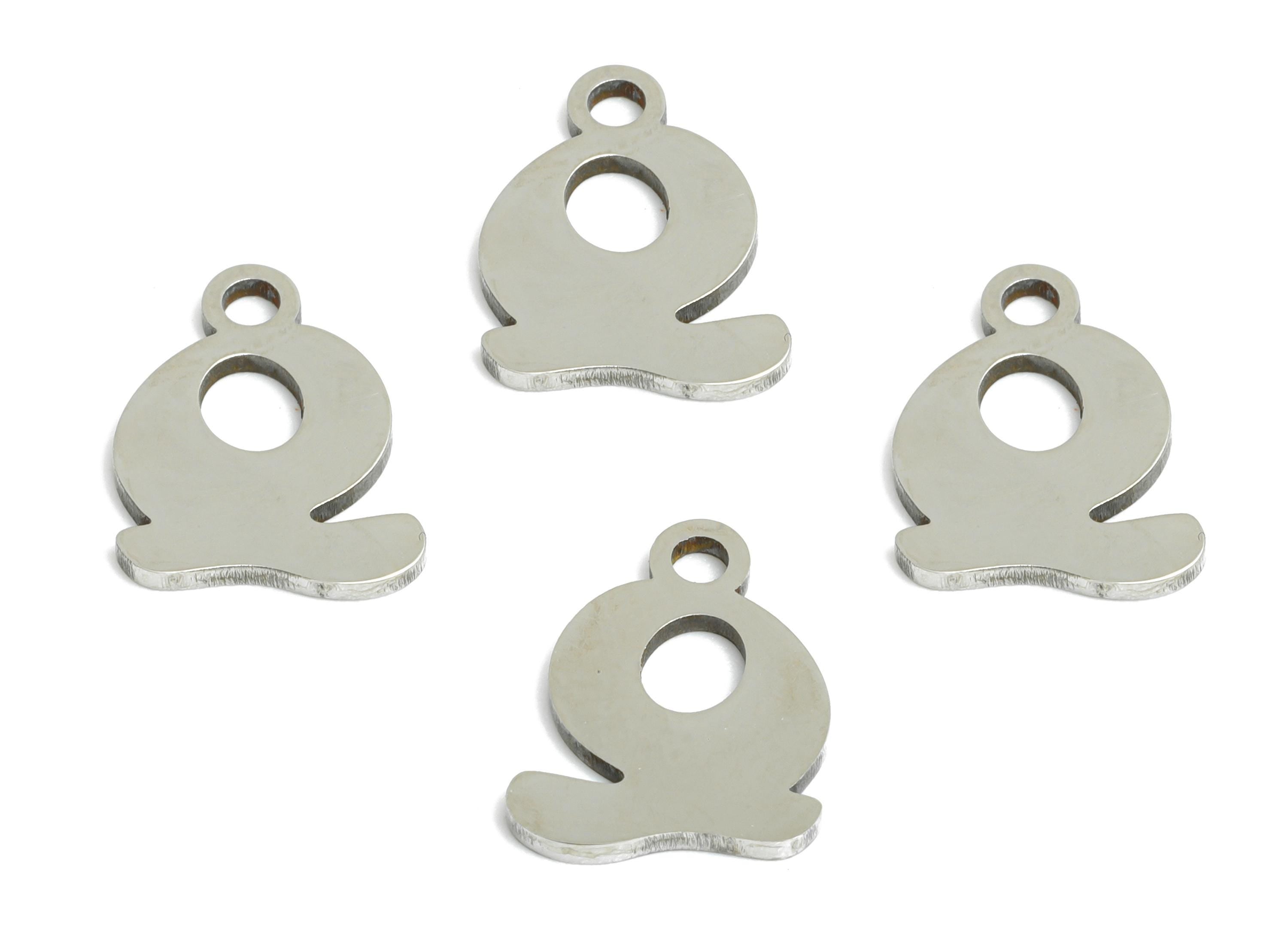 Steel Letter Q Charms - Personalized Initial Pendant for Bracelet - Unique Name Jewelry - Stylish Statement DIY - 11.34x8.8x0.98mm - SS2399 - DOMEDBAZAAR