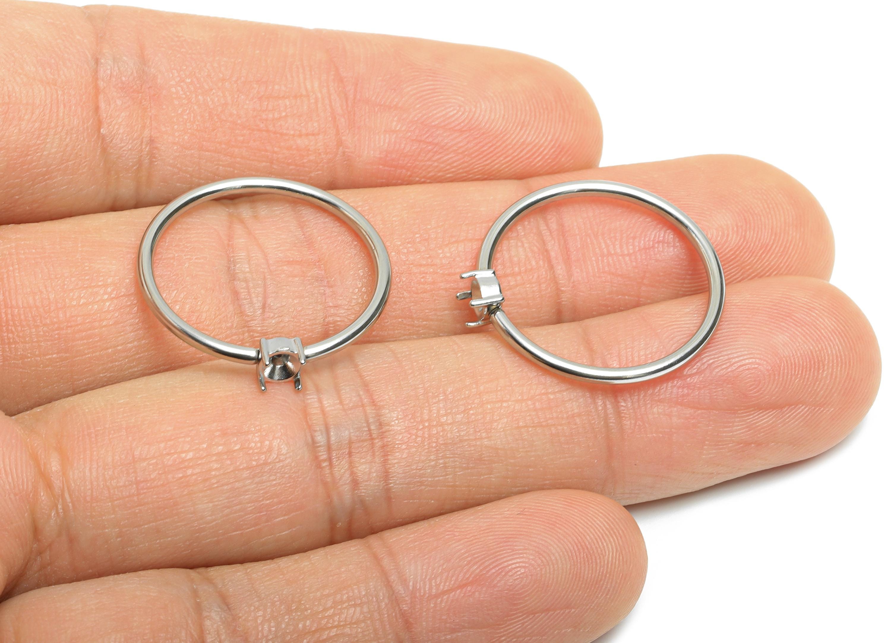 3.5mm Round Setting Ring - Prong Ring Settings - Ring Inner Size #9/18.9mm - Gemstone Holder Cabochon Ring Base - 23x21x1.5mm - SS1552-9 - DOMEDBAZAAR