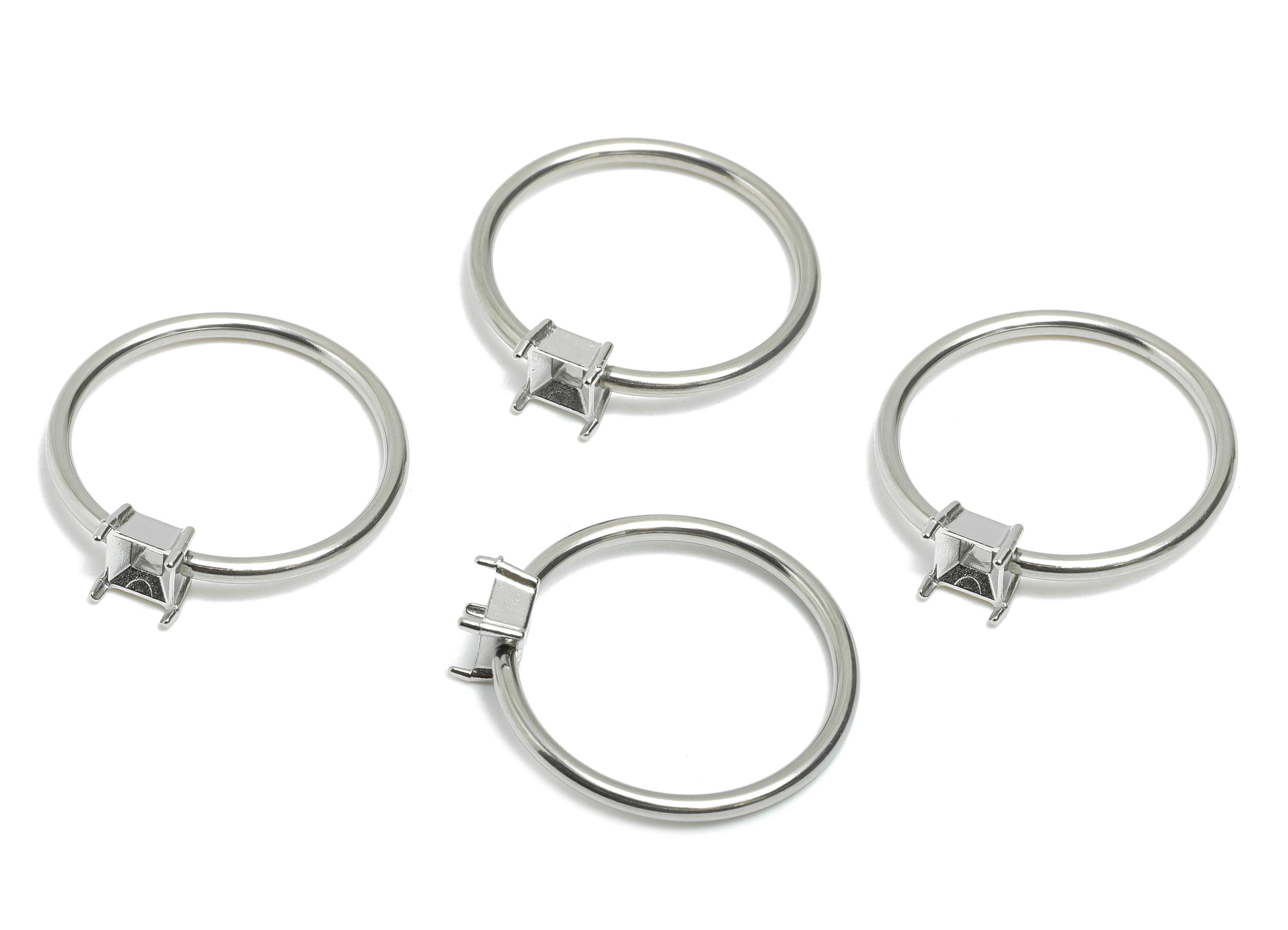 4x4mm Square Setting Ring - Prong Ring Settings - Ring Inner Size #7/17.3mm - Gemstone Holder Cabochon Ring Base - 22x20x1.5mm - SS1550-7 - DOMEDBAZAAR