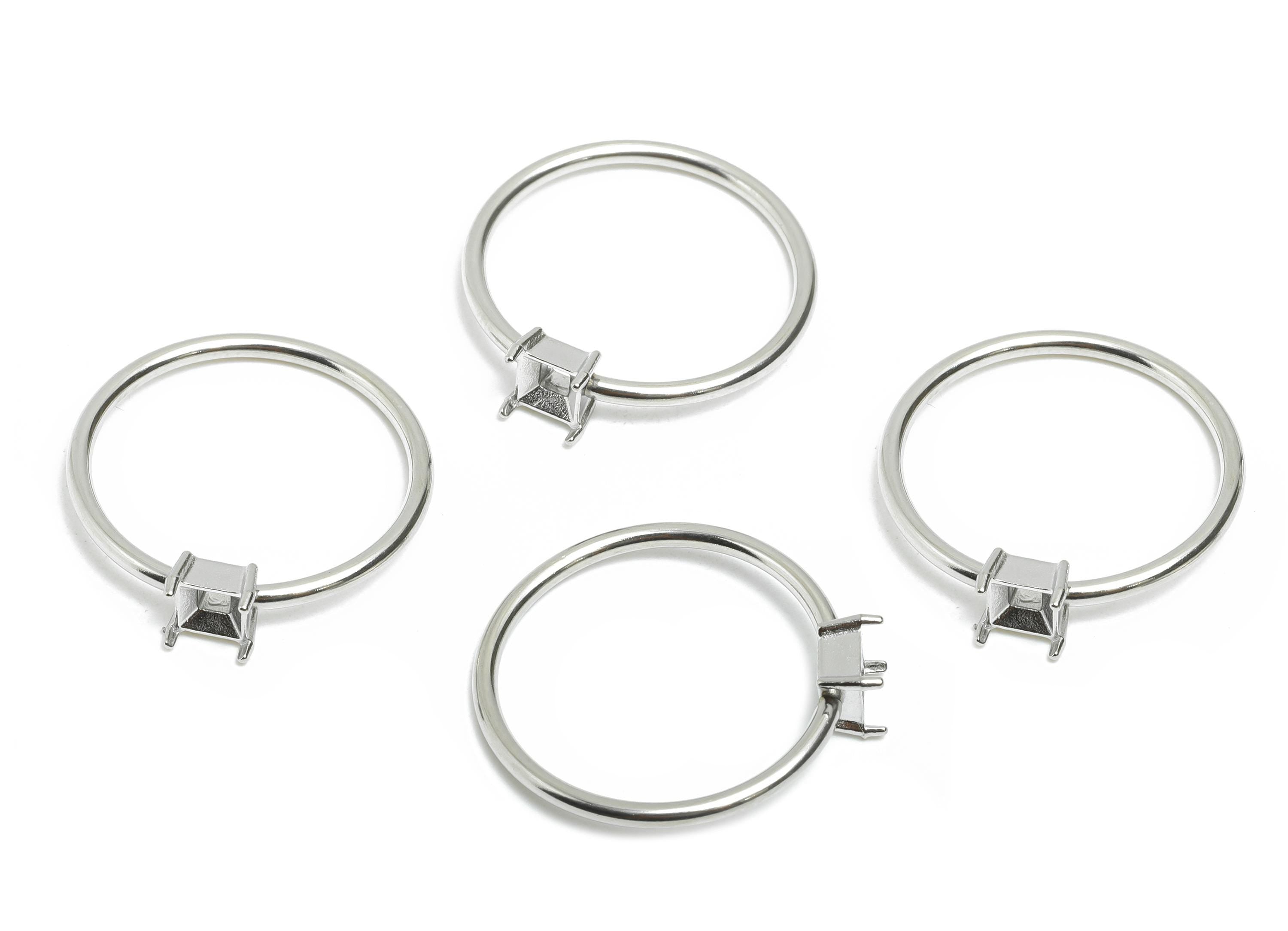 4x4mm Square Setting Ring - Prong Ring Settings - Ring Inner Size #8/18.1mm - Gemstone Holder Cabochon Ring Base - 23x21.21x1.5mm - SS1550-8 - DOMEDBAZAAR