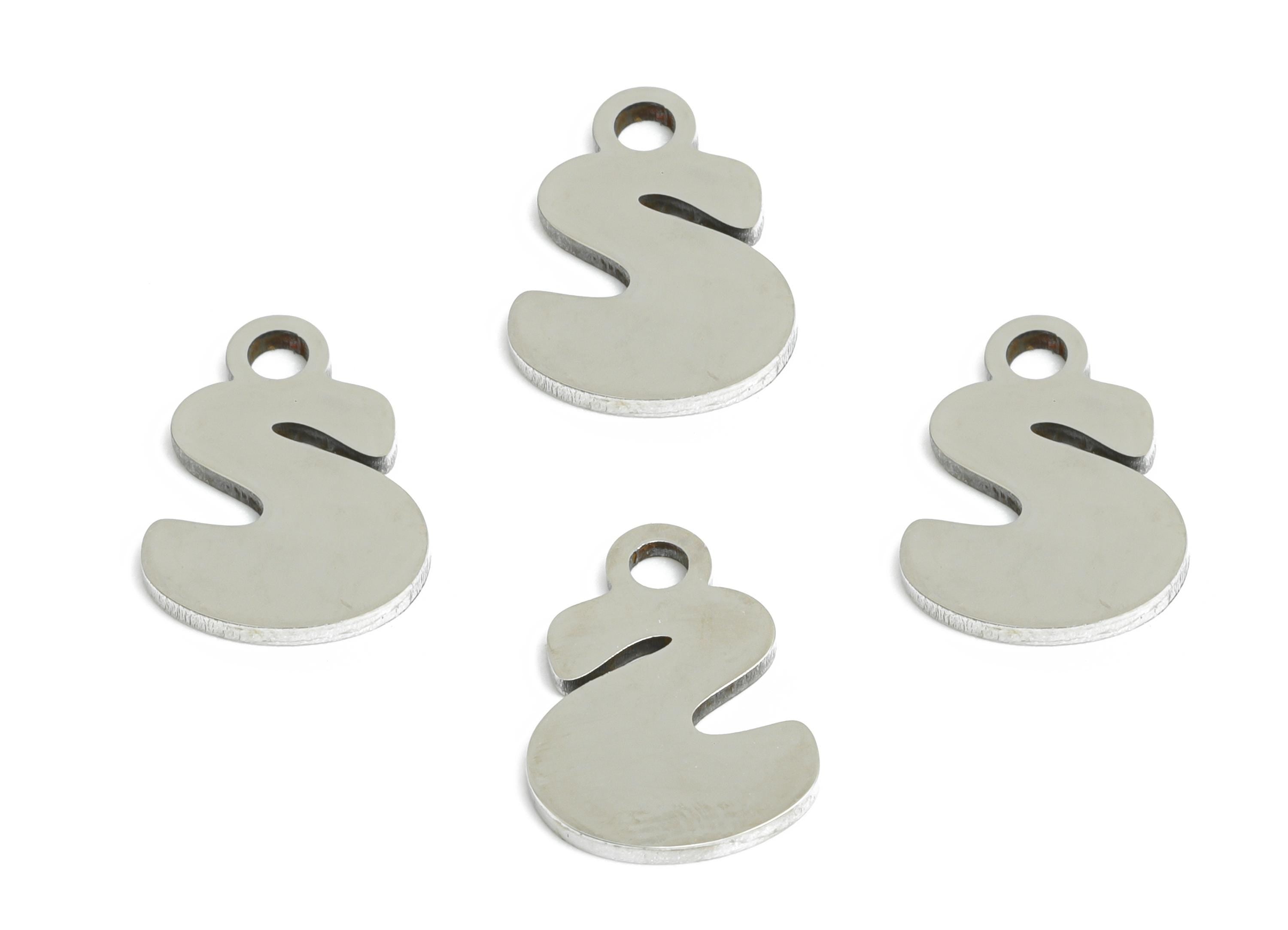 Steel Letter S Charms - Personalized Initial Pendant for Bracelet - Unique Name Jewelry - Stylish Statement DIY - 11.8x8.64x0.98mm - SS2401 - DOMEDBAZAAR