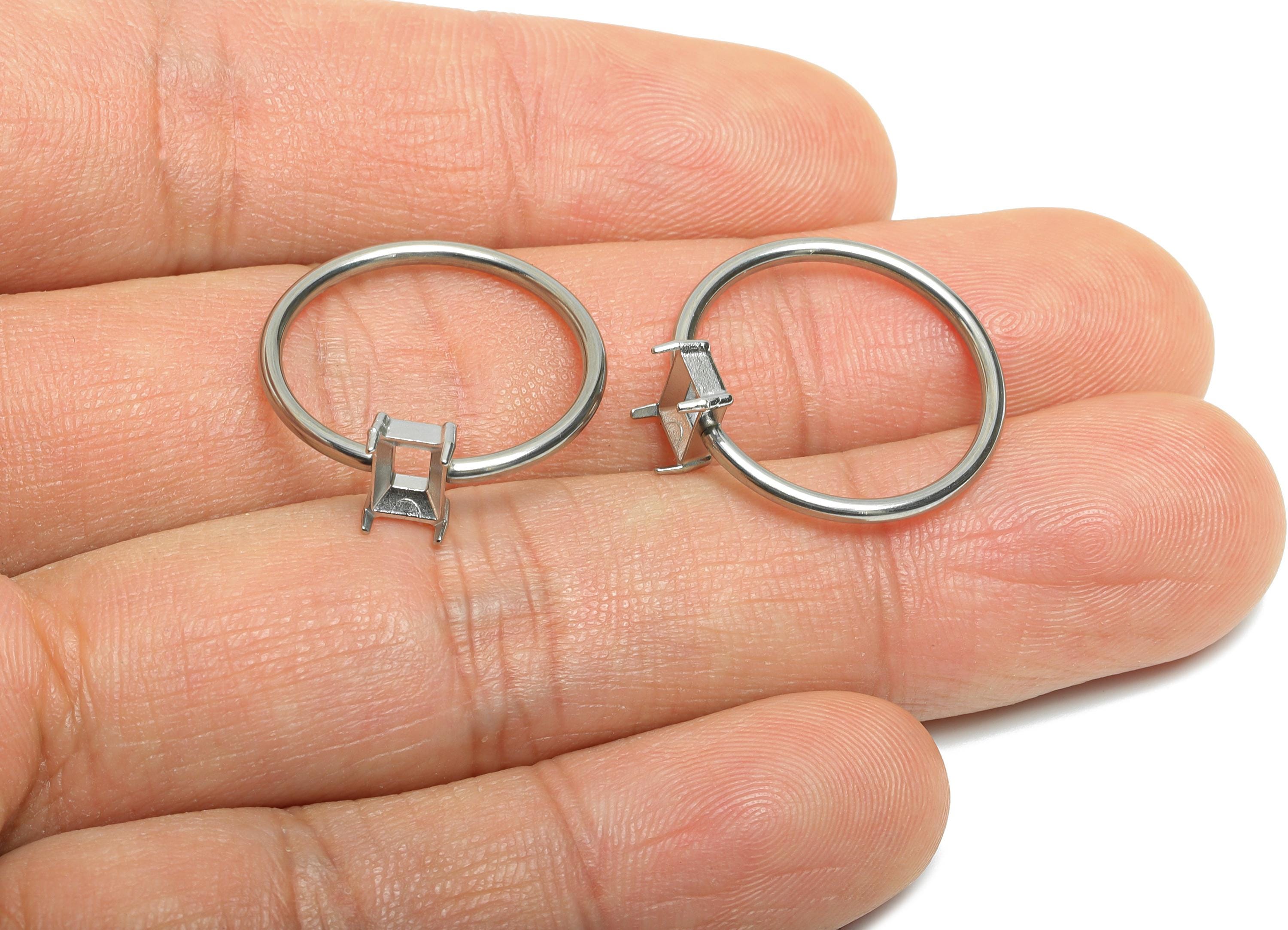 4x6mm Rectangle Setting Ring - Prong Ring Settings - Ring Inner Size #7/17.3mm - Gemstone Holder Cabochon Ring Base - 22x20x1.5mm - SS1549-7 - DOMEDBAZAAR