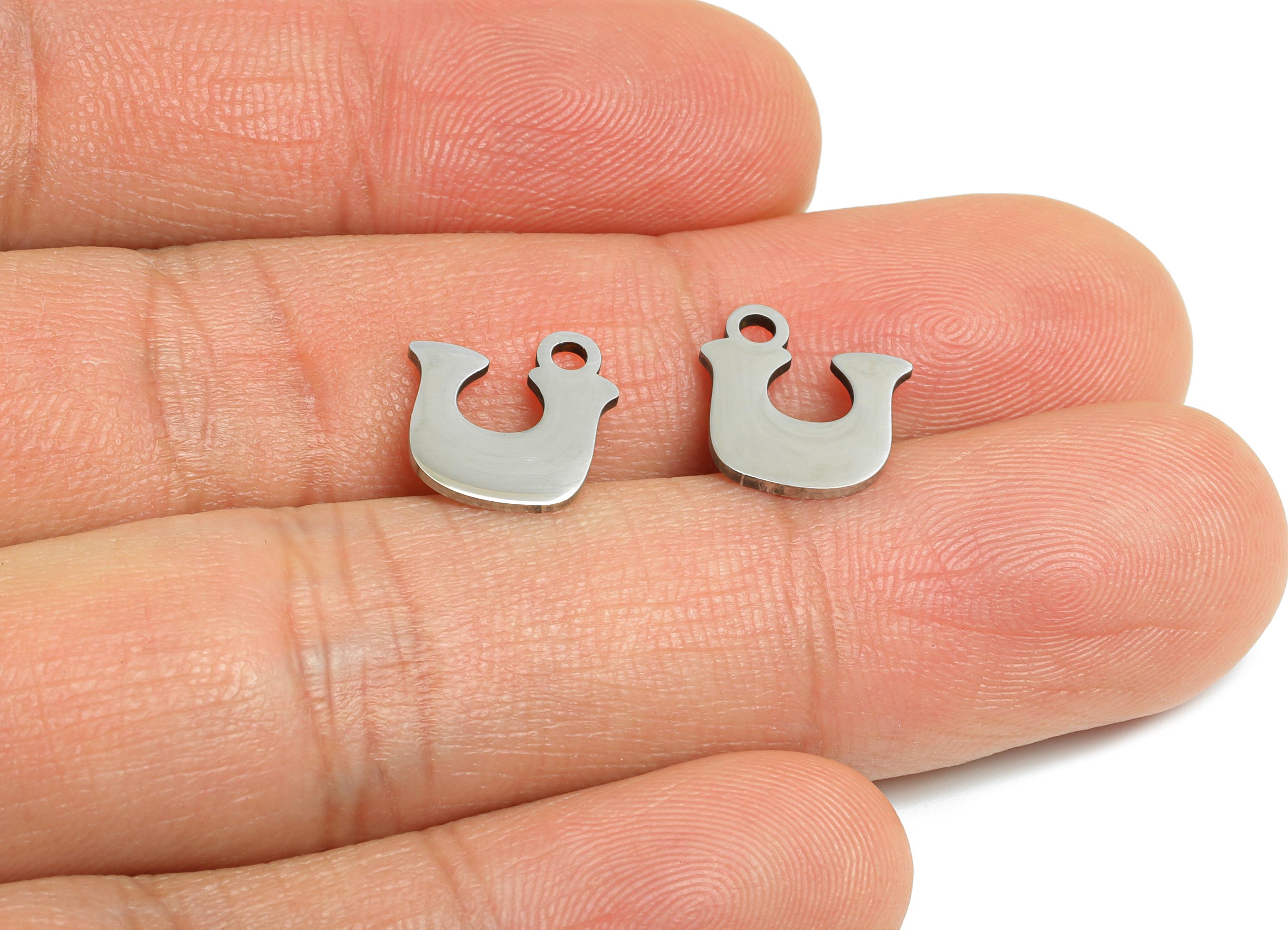 Steel Letter U Charms - Personalized Initial Pendant for Bracelet - Unique Name Jewelry - Stylish Statement DIY - 11.2x10.74x0.98mm - SS2403 - DOMEDBAZAAR
