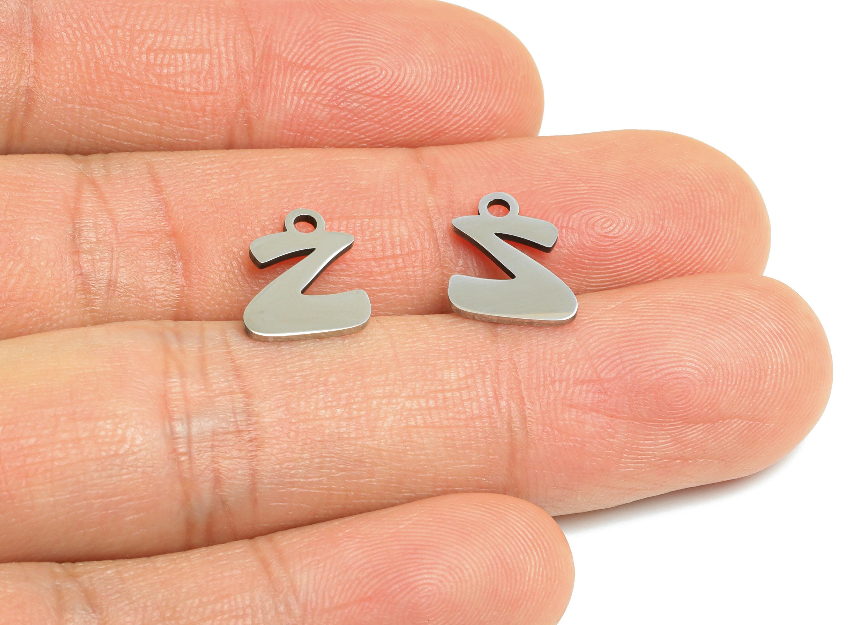 Steel Letter Z Charms - Personalized Initial Pendant for Bracelet - Unique Name Jewelry - Stylish Statement DIY - 11.8x10x0.98mm - SS2408 - DOMEDBAZAAR