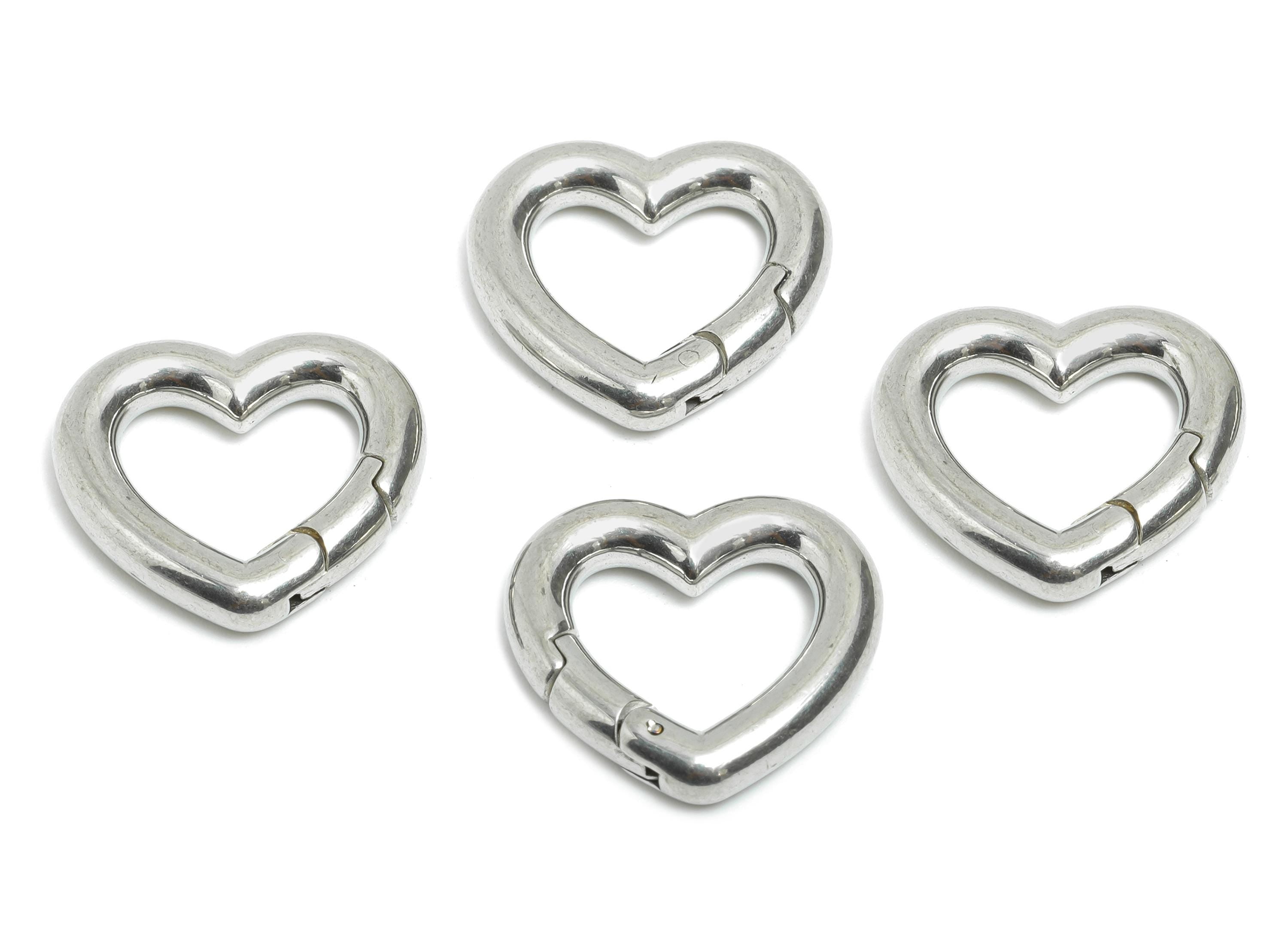 3*17mm Steel Heart Key Chain Clip - Heart Clasp For Key Ring Accessory - Lobster Clasp Alternative - Heart Connector - 16x17x3mm - SS1540 - DOMEDBAZAAR