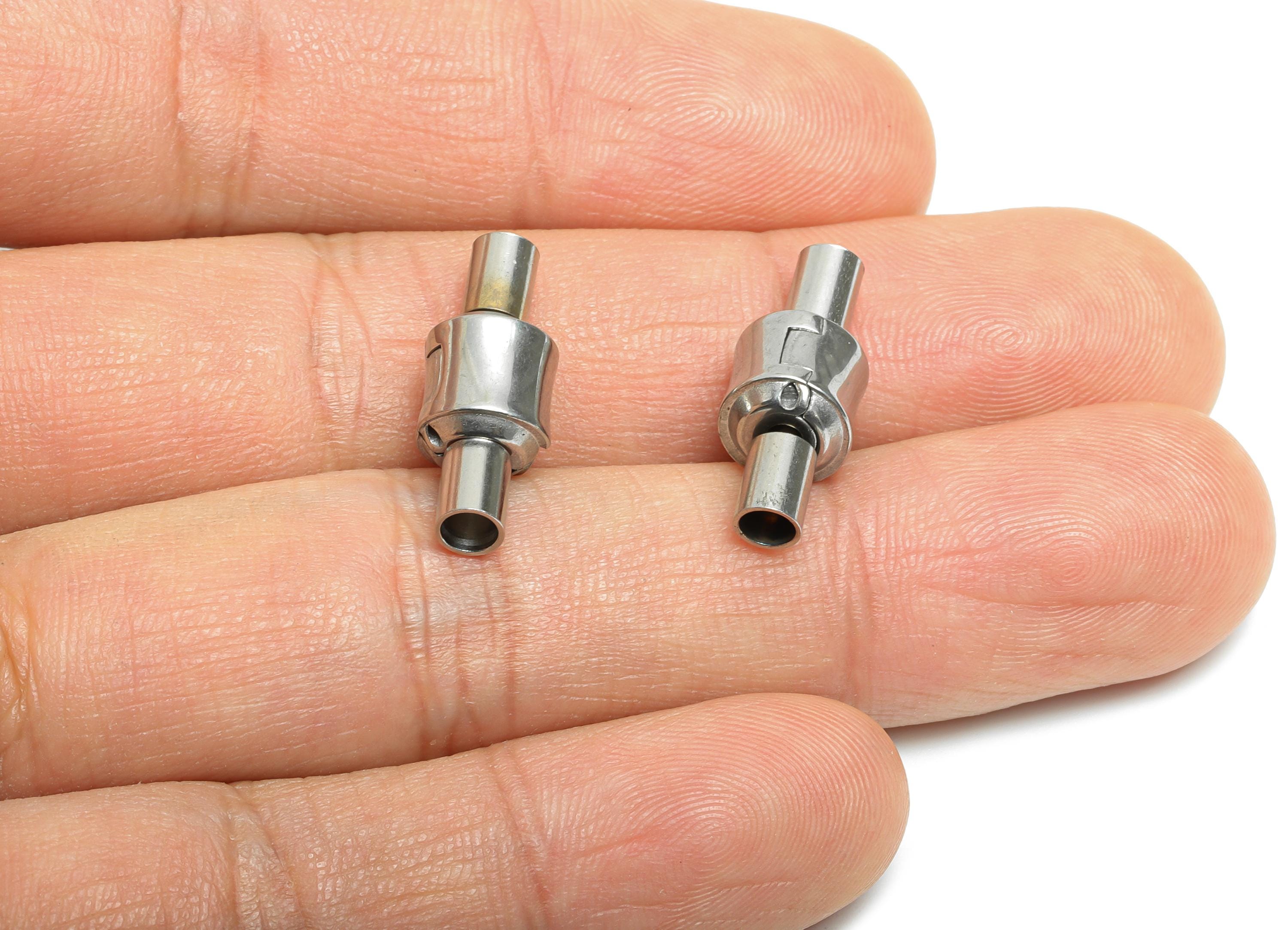 Steel Tube Connector - Stainless Steel Openable Clasp - Jewelry Clasp Connector - Steel Lock for DIY Necklace Bracelet - 19x7x7.7mm - SS1546 - DOMEDBAZAAR