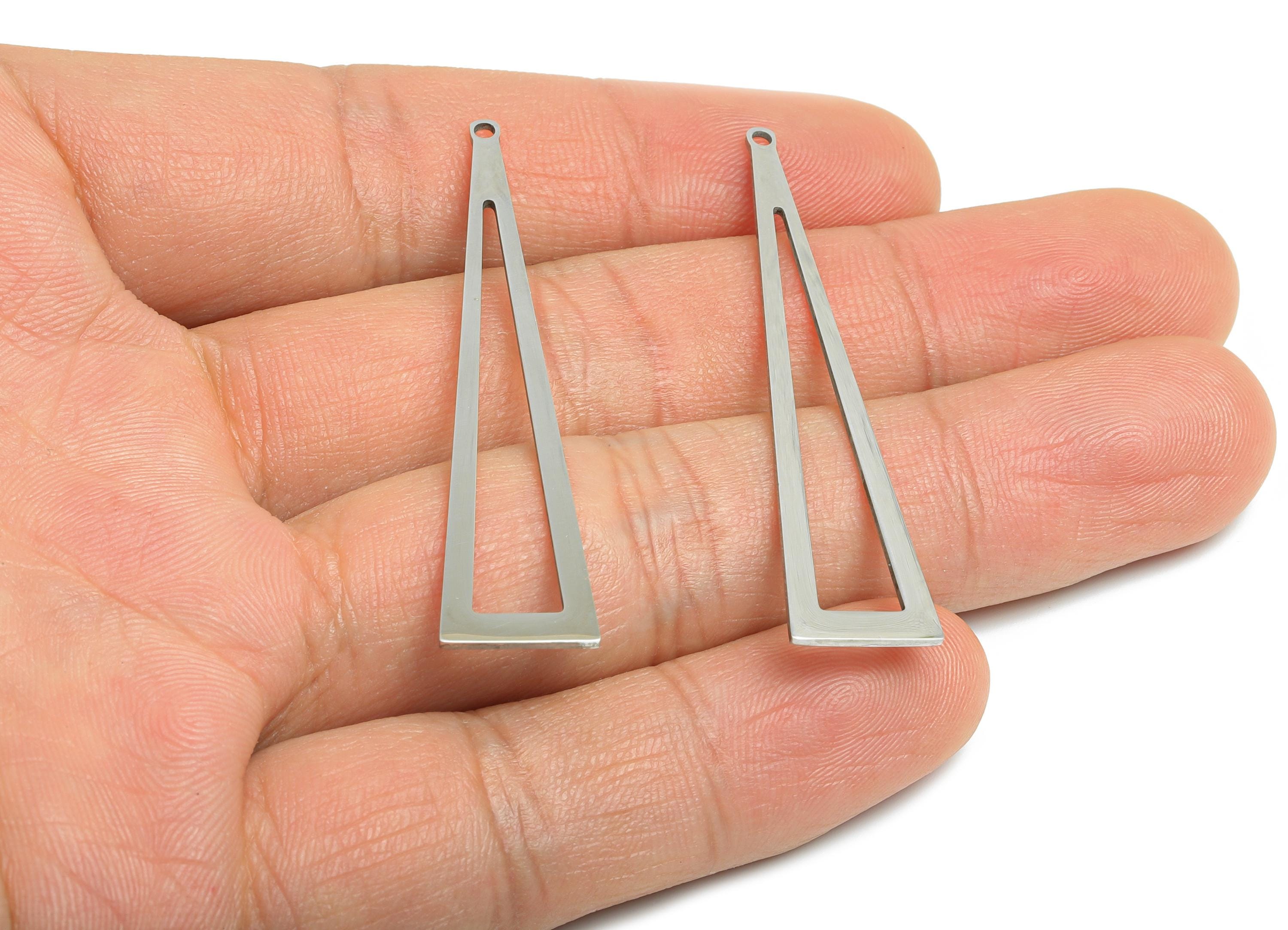 Steel Triangle Pendant - Hollow Triangle Geometric Component - Flat Metal Jewelry Supplies - DIY Craft Making - 50x11.22x0.98mm - SS2277 - DOMEDBAZAAR