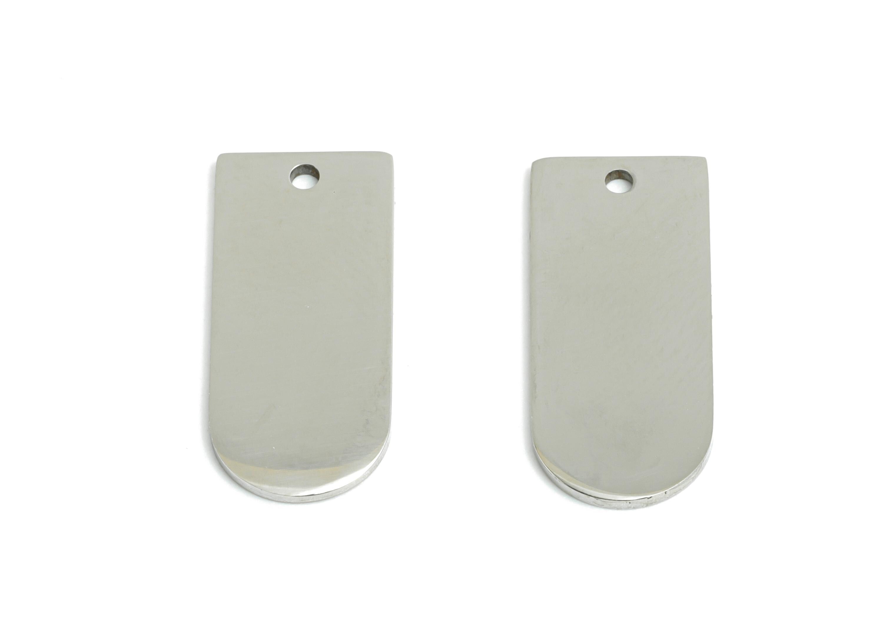 Steel Rounded Rectangle Charm - Modern Domed Pendant for DIY Crafts - Smooth Metal Rectangle for Necklaces Pendant - 20x8.86x0.98mm - SS2265 - DOMEDBAZAAR