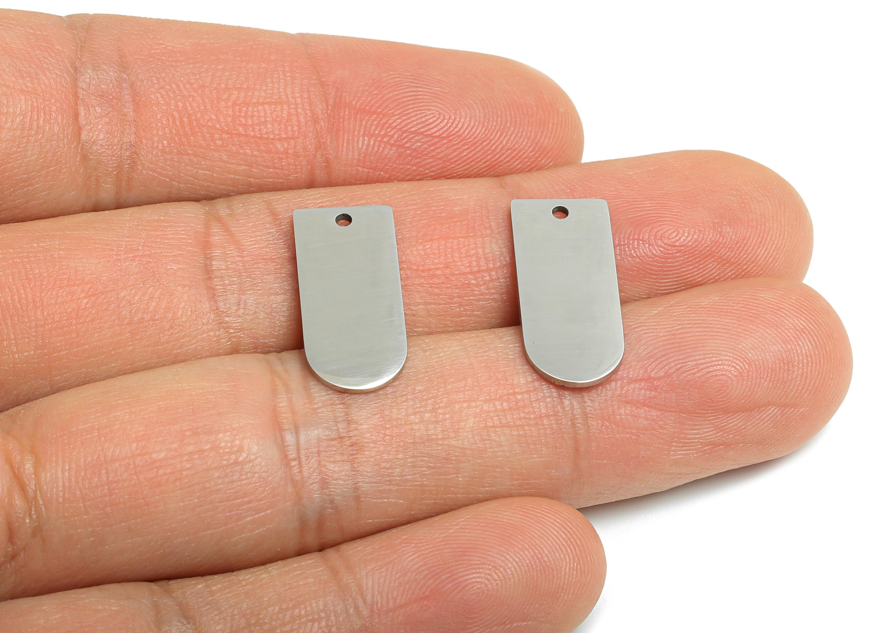 Steel Rounded Rectangle Charm - Modern Domed Pendant for DIY Crafts - Smooth Metal Rectangle for Necklaces Pendant - 20x8.86x0.98mm - SS2265 - DOMEDBAZAAR