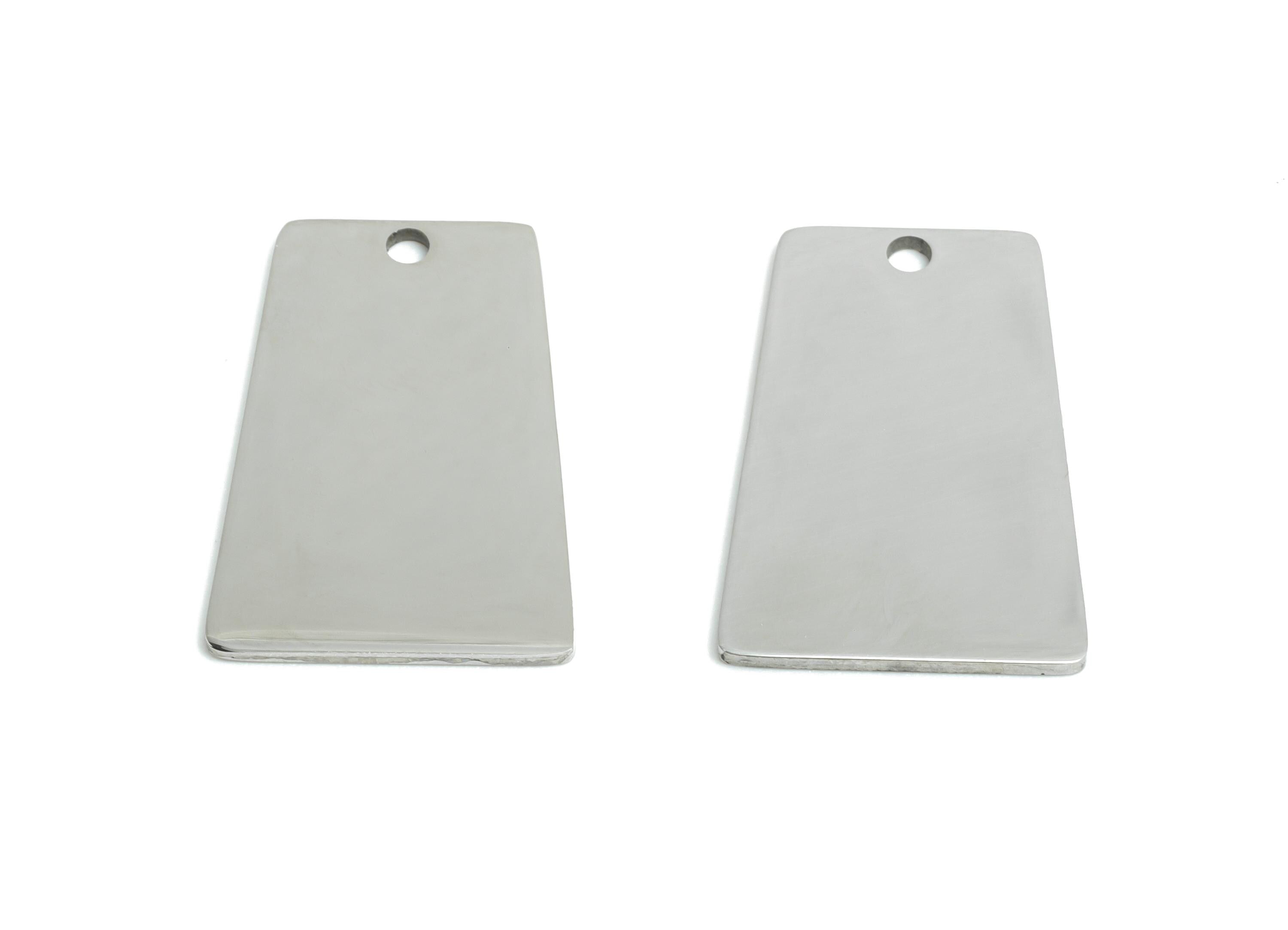 Steel Trapezoid Charm - Modern Flat Metal Pendant for DIY Crafts - Smooth Metal Geometry for Necklaces Pendant - 21x14.35x0.98mm - SS2309 - DOMEDBAZAAR