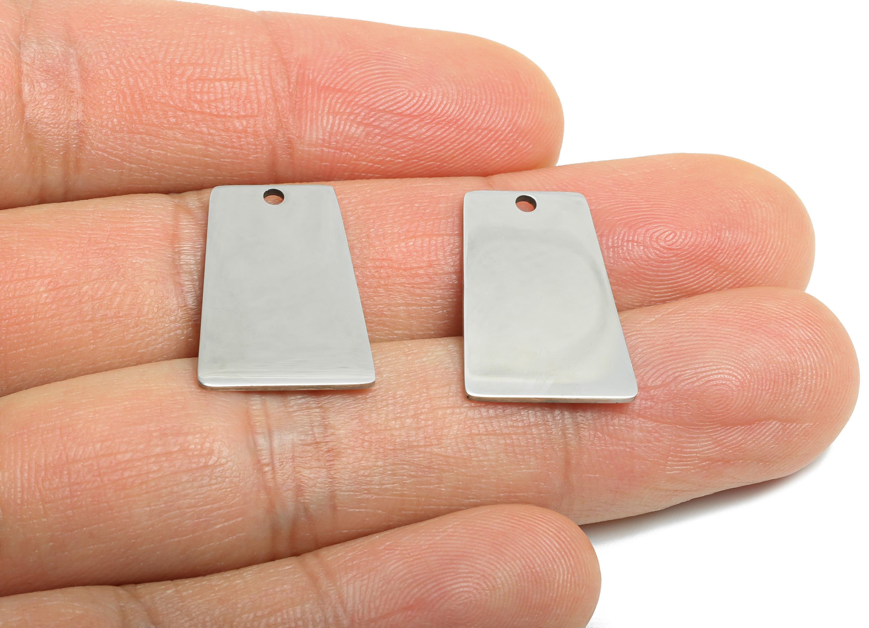 Steel Trapezoid Charm - Modern Flat Metal Pendant for DIY Crafts - Smooth Metal Geometry for Necklaces Pendant - 21x14.35x0.98mm - SS2309 - DOMEDBAZAAR