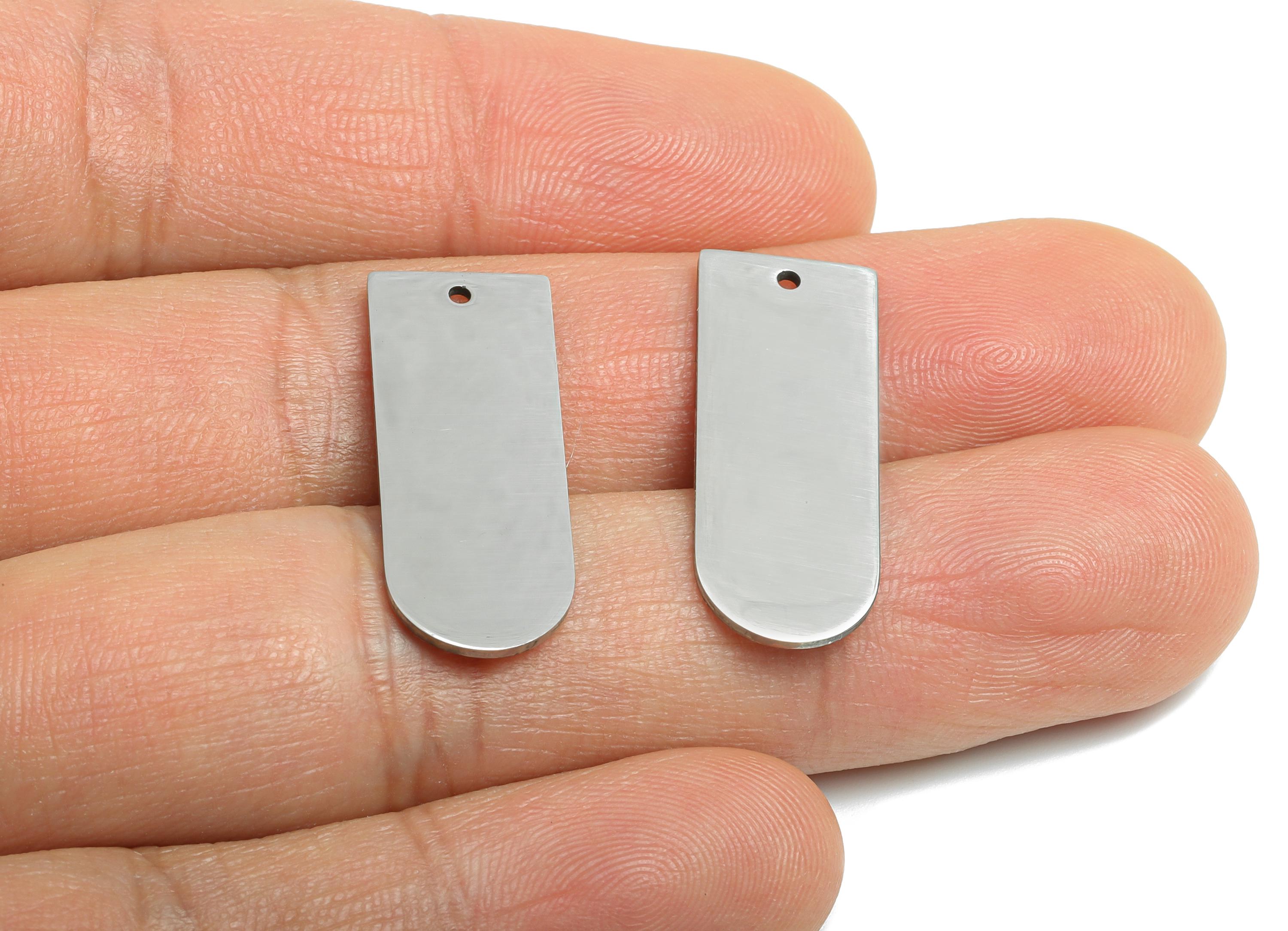 Steel Rectangle Charm - Modern Long Domed Pendant for DIY Crafts - Smooth Metal Rectangle for Necklaces Pendant - 26.8x10.48x0.98mm - SS2319 - DOMEDBAZAAR