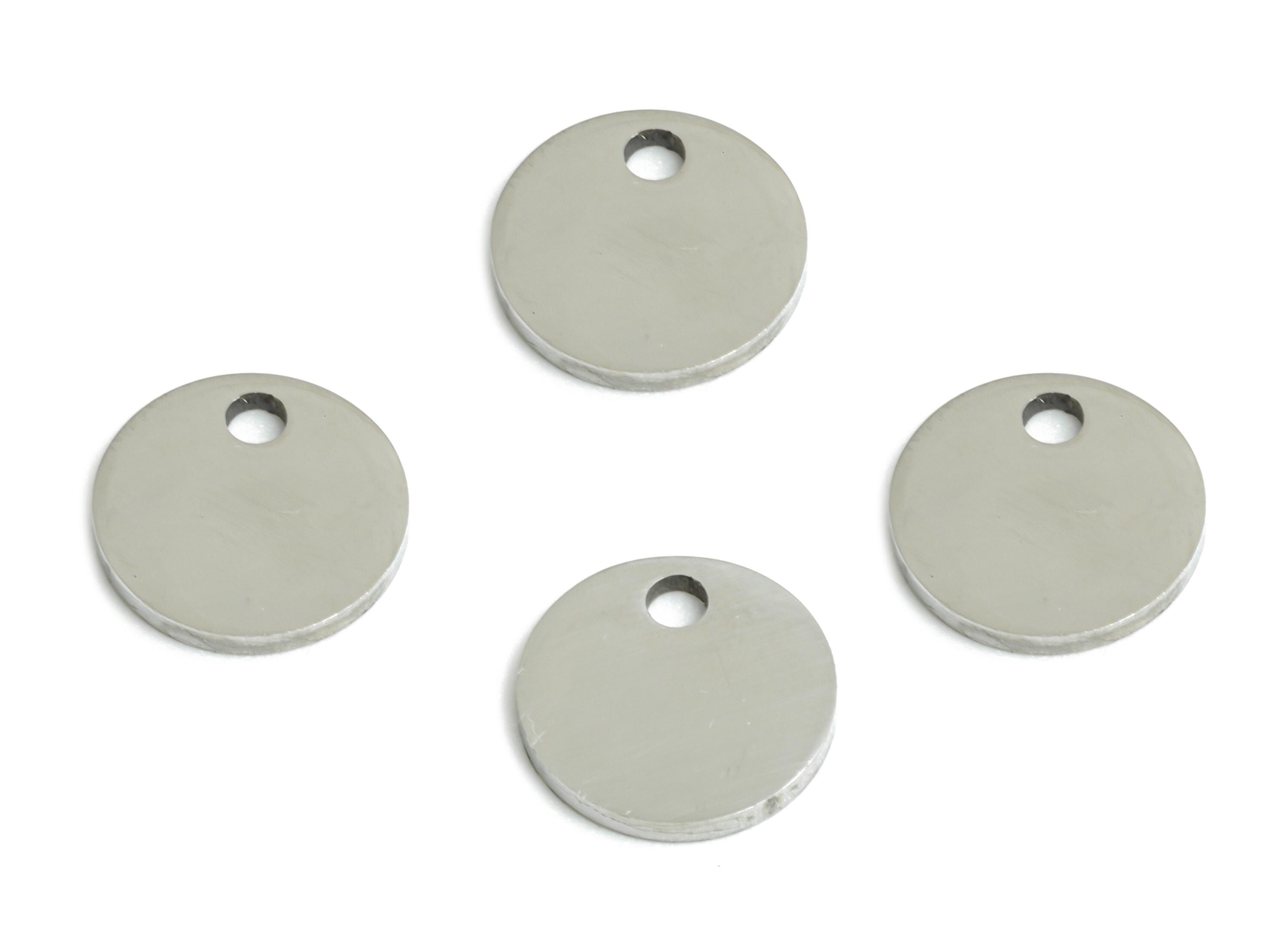 Steel Round Charms - Stainless Steel Geometric Jewelry - Metal Round Jewelry Charm - DIY Bracelet Making Supplies - 7.8x7.8x0.98mm - SS2325 - DOMEDBAZAAR